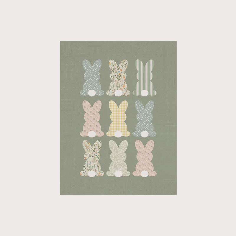Nine Quilt Pattern Bunnies Art Print - Image 2