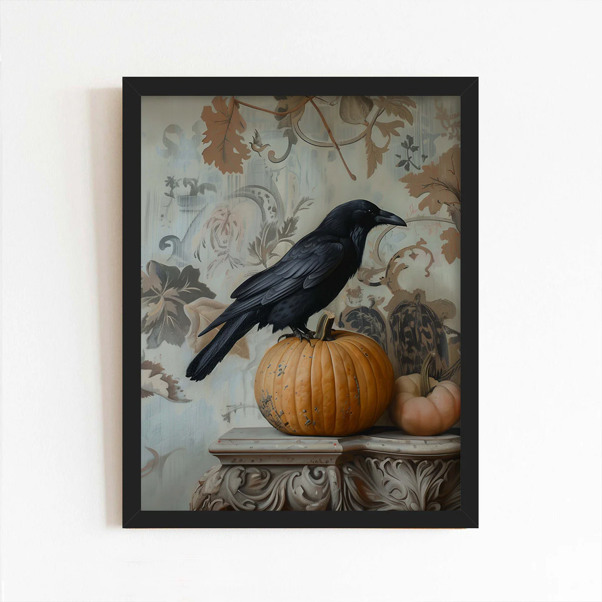 Autumn Crow on Pumpkin Art Print
