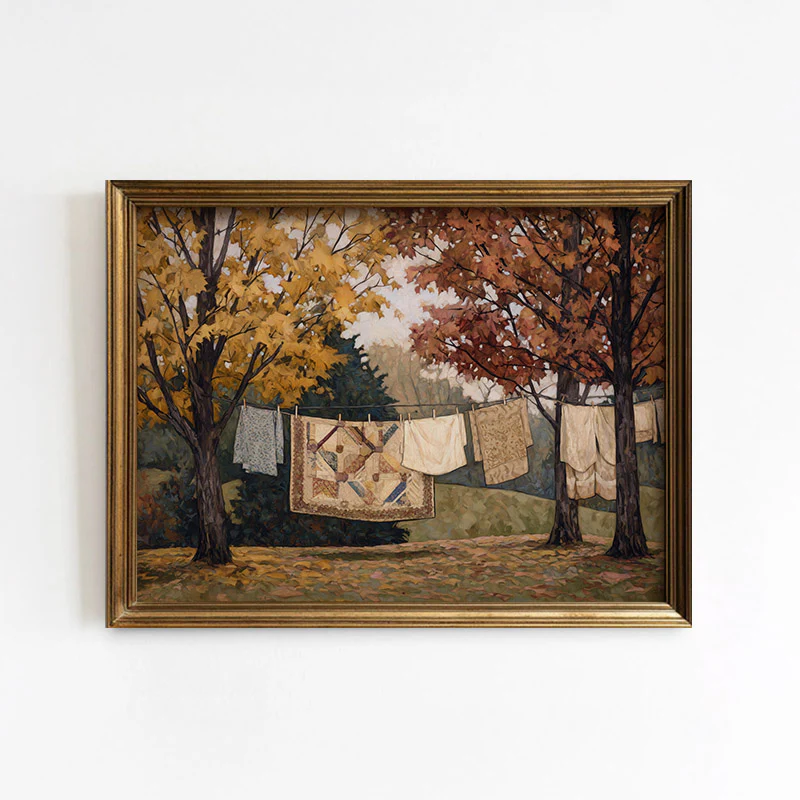 Autumn Laundry Art Print