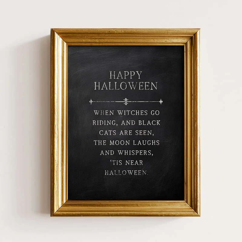 Black Happy Halloween Art Print