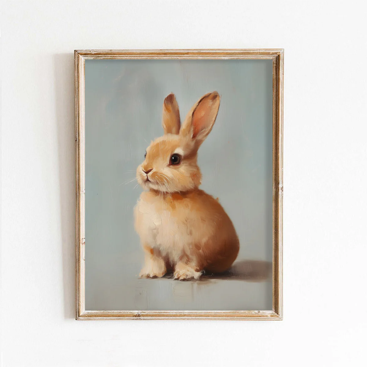 Blue Background Bunny Art Print