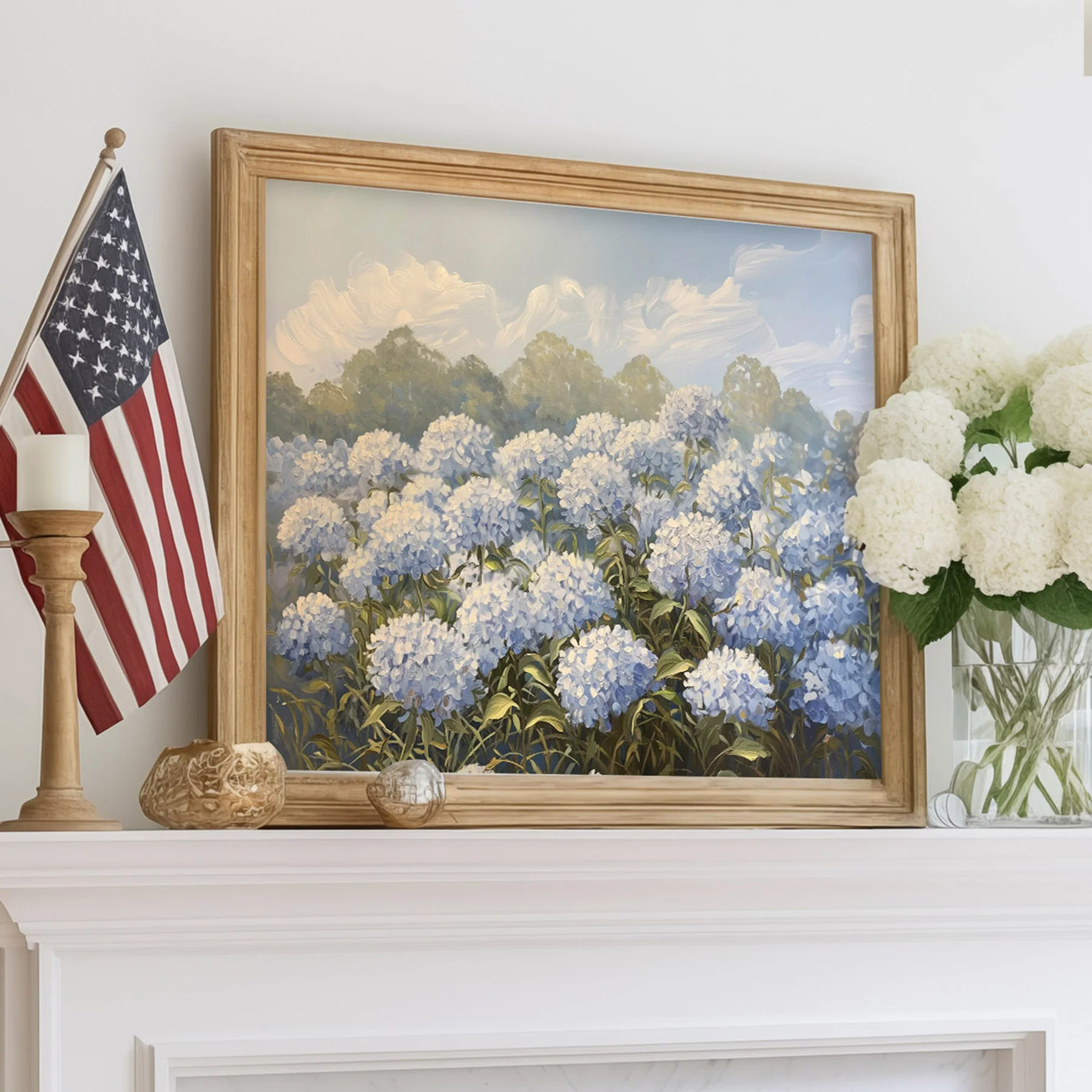 Blue Hydrangea Field Art Print