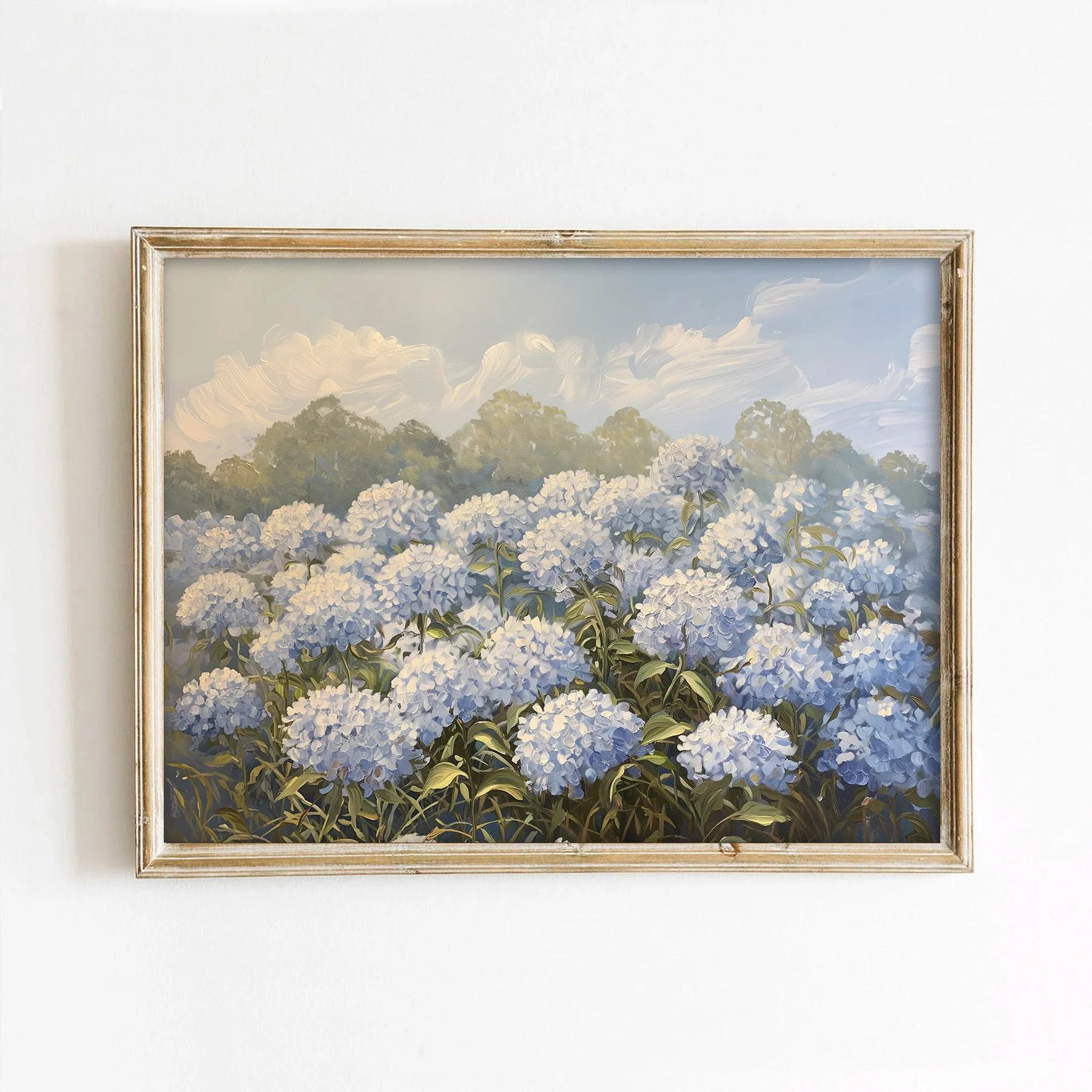 Blue Hydrangea Field Art Print - Image 2