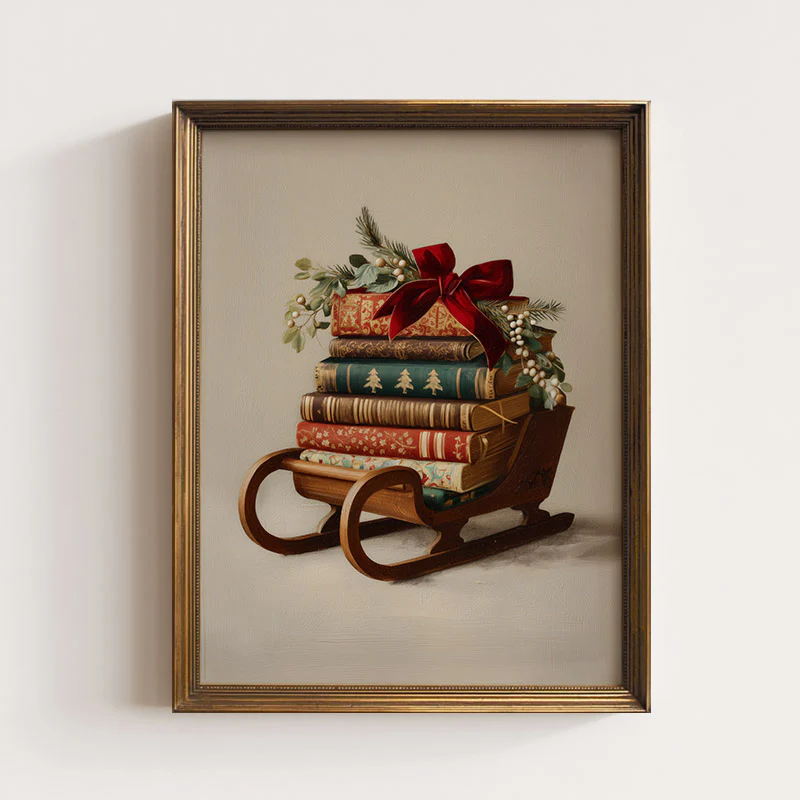 Book Sleigh Art Print