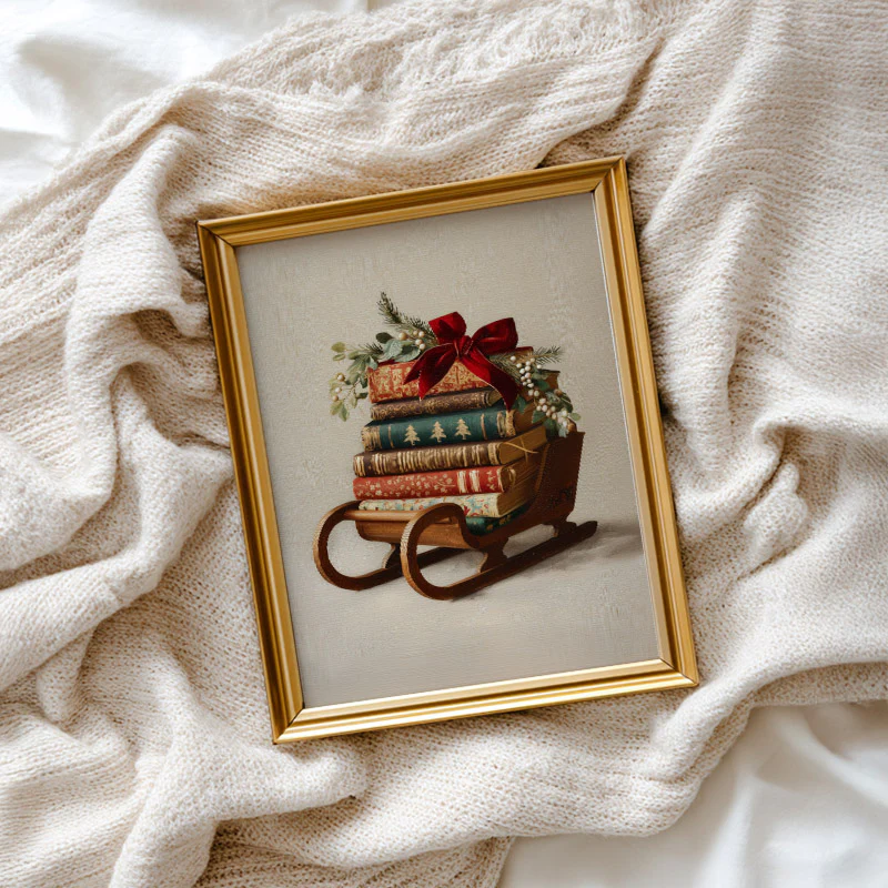 Book Sleigh Art Print - Image 2