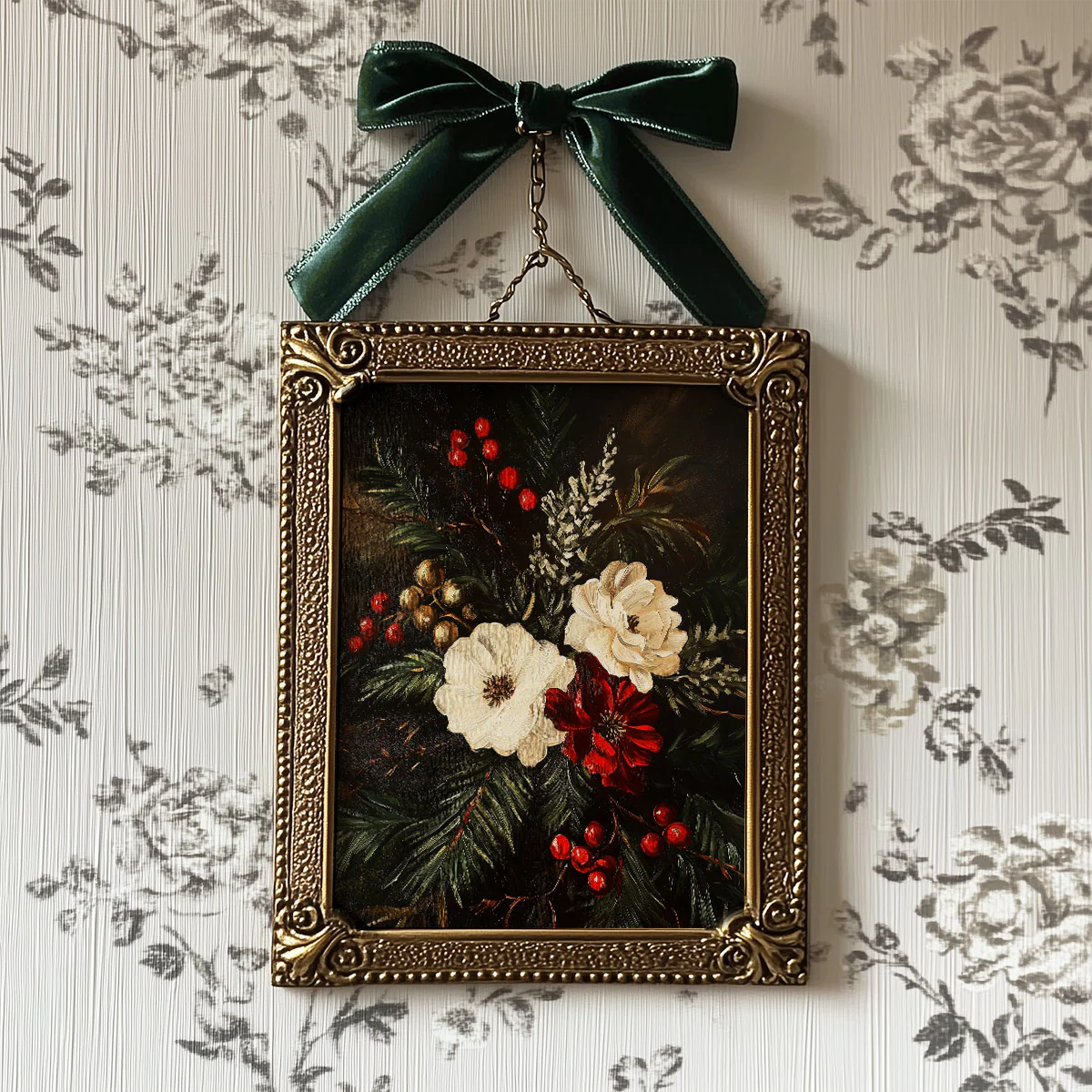 Bouquet of Christmas Flowers Art Print - Image 3