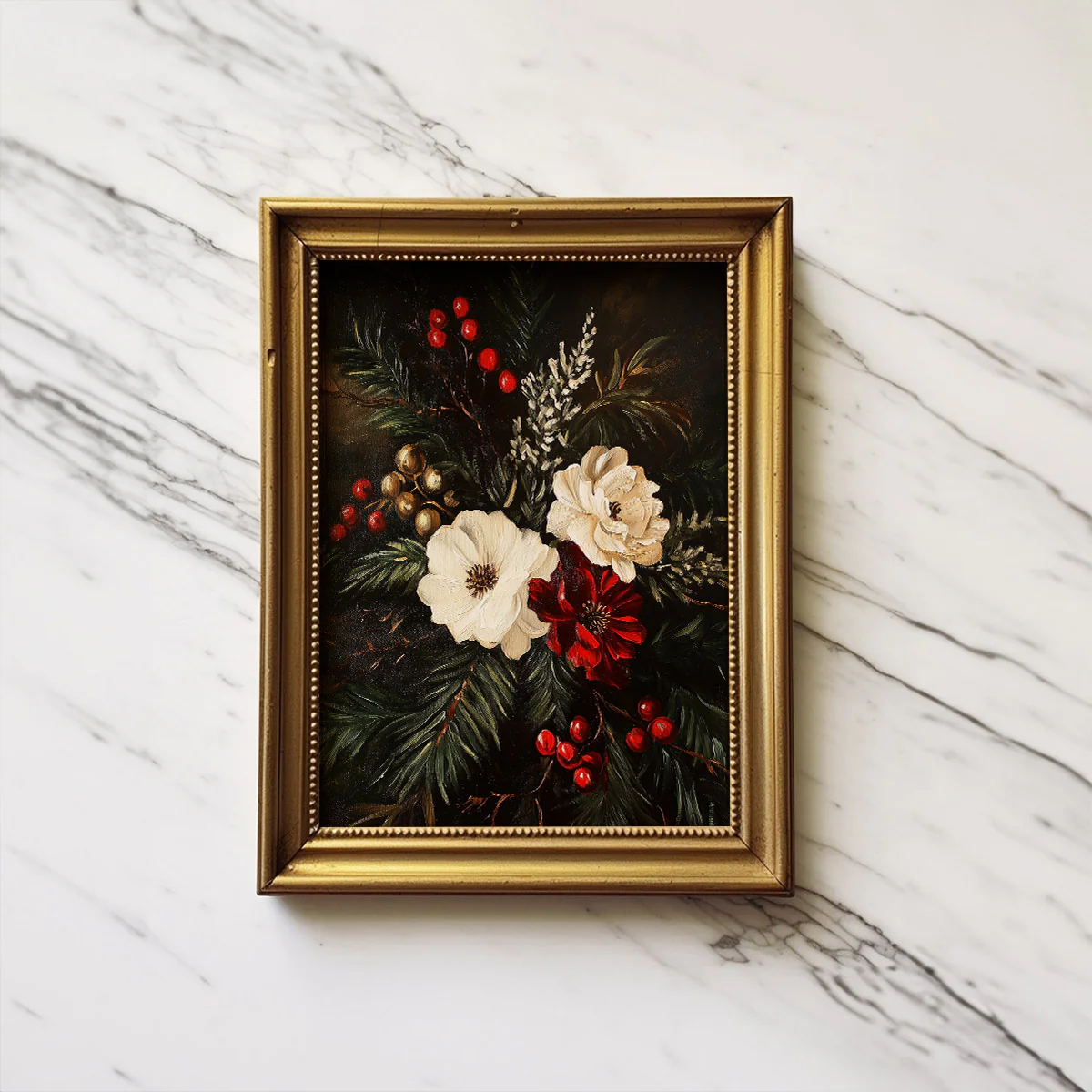 Bouquet of Christmas Flowers Art Print - Image 4