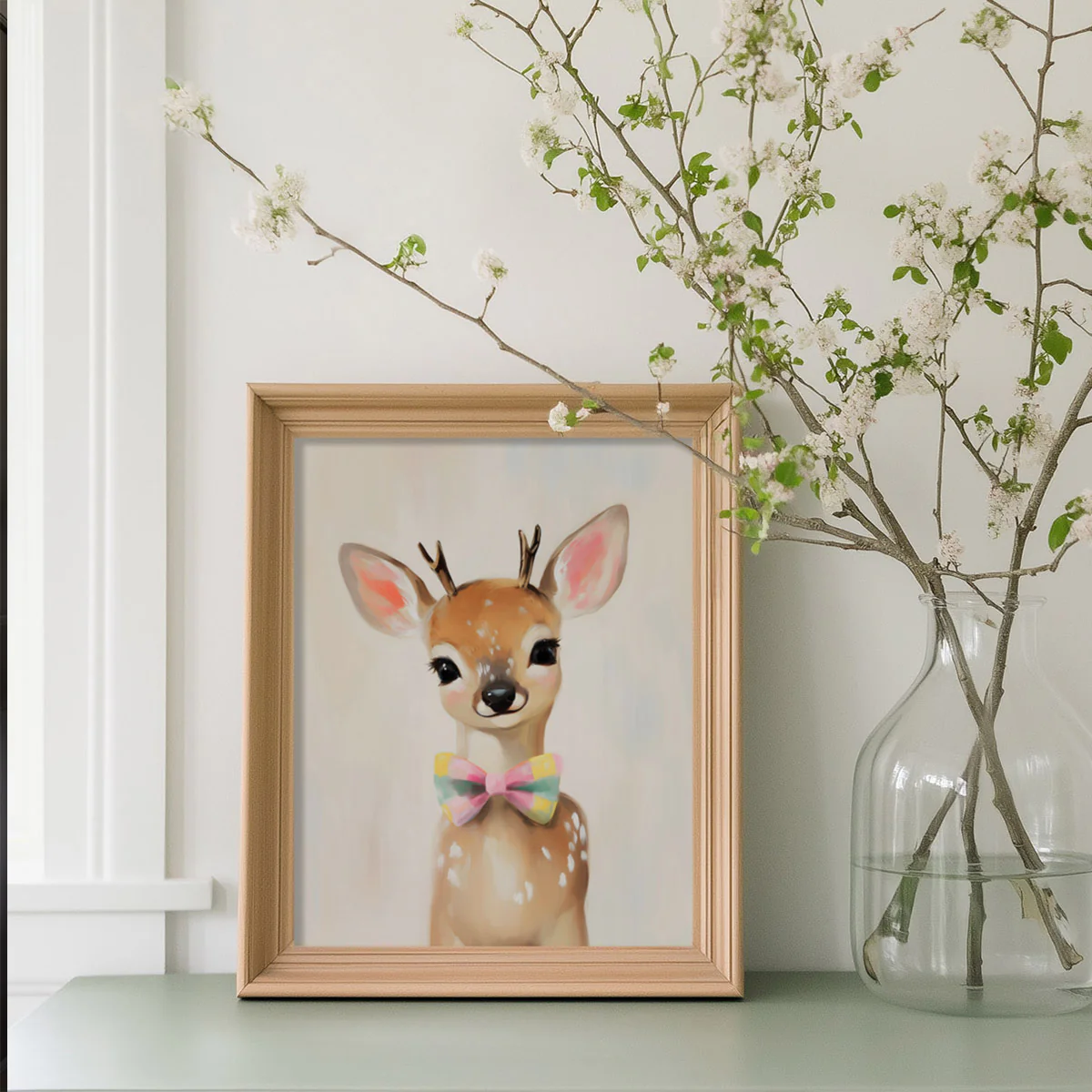 Bowtie Spring Deer Art Print - Image 2