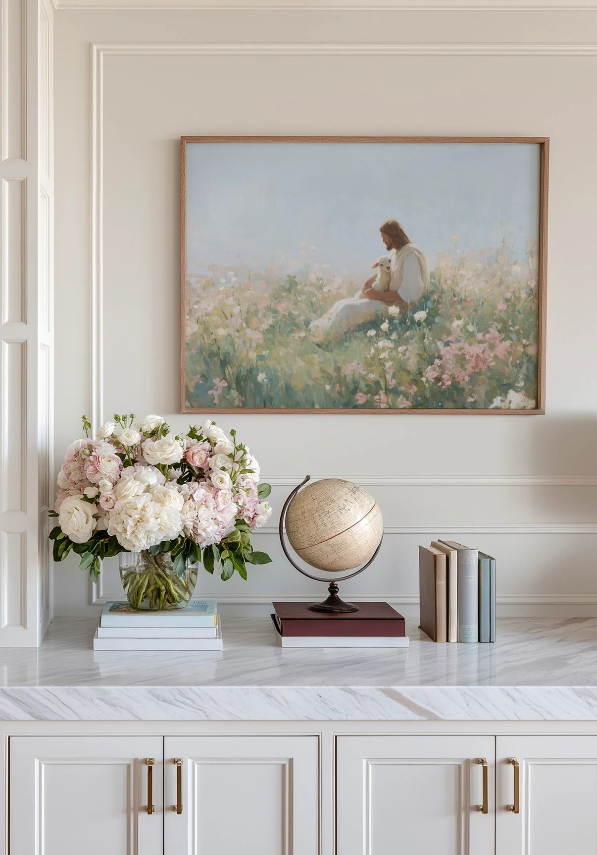 Christ & Lamb in Flowers Are Print - Image 2