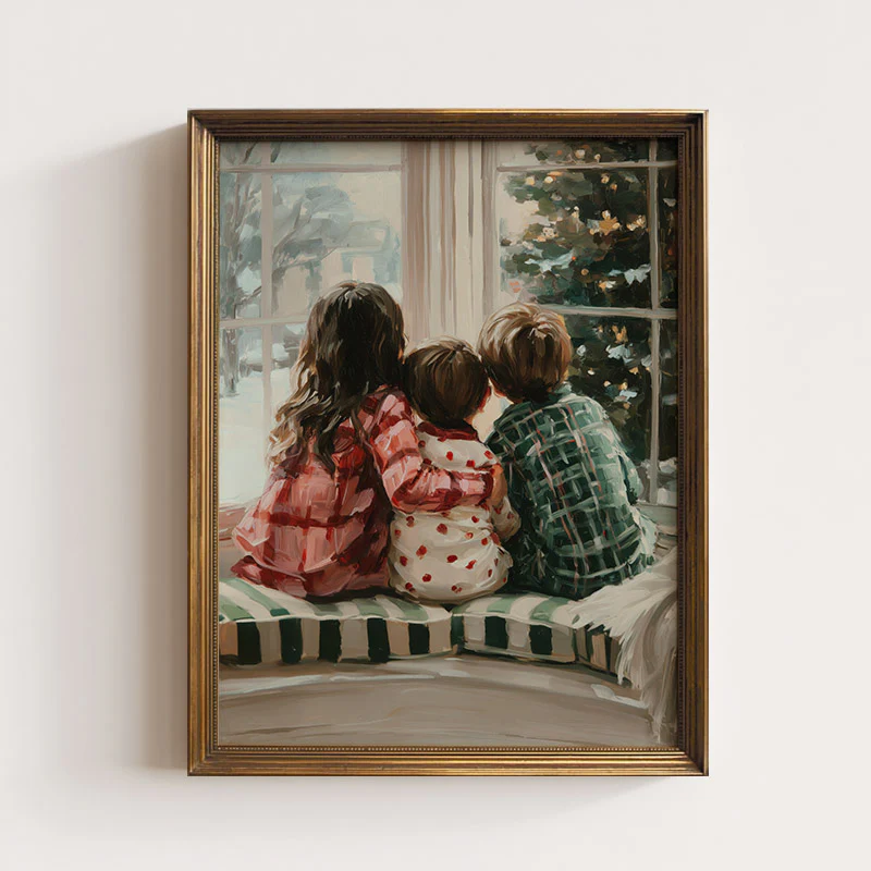Christmas Morning Snow Gazing Art Print
