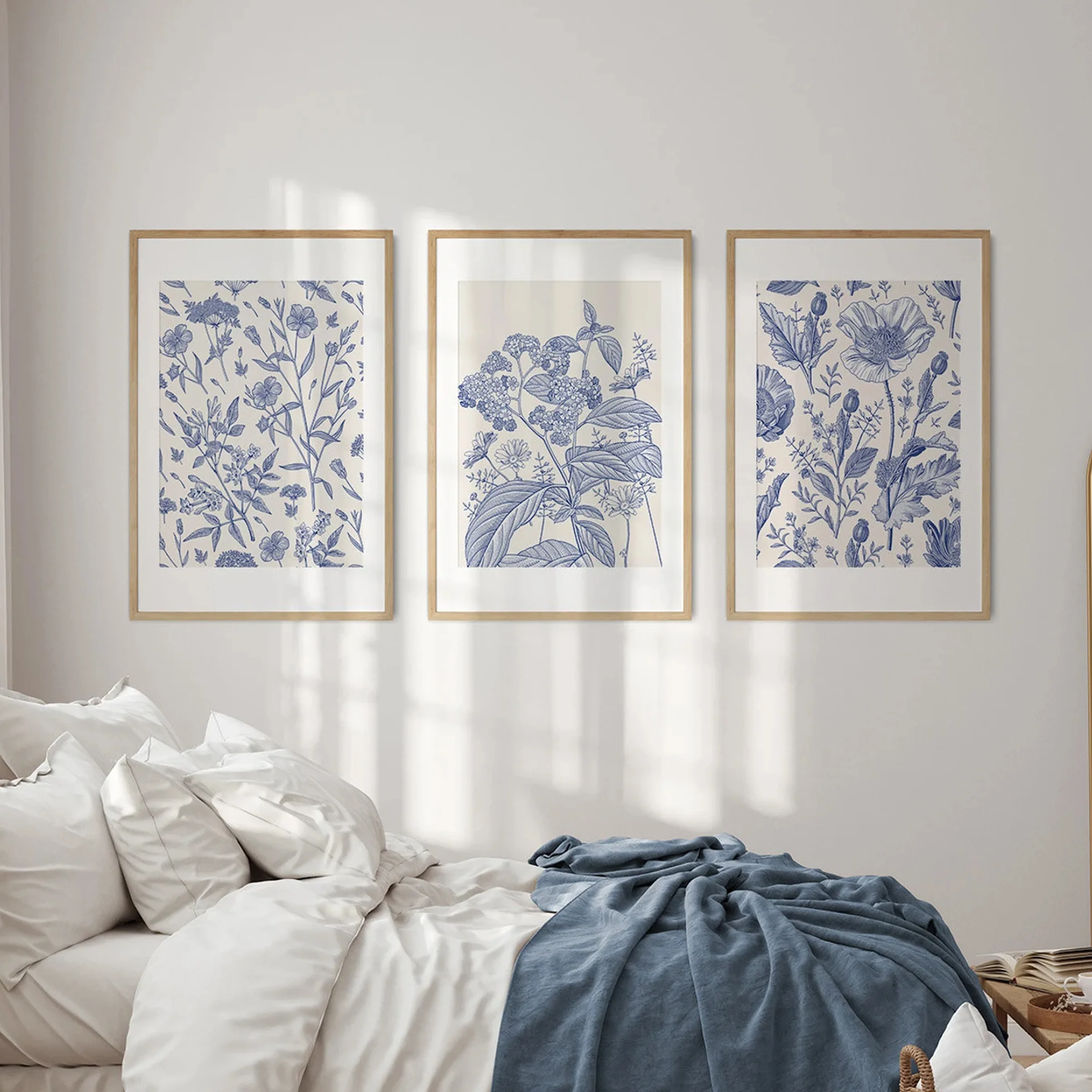 Classic Blue Chinoiserie Set of Three Art Prints - Image 4