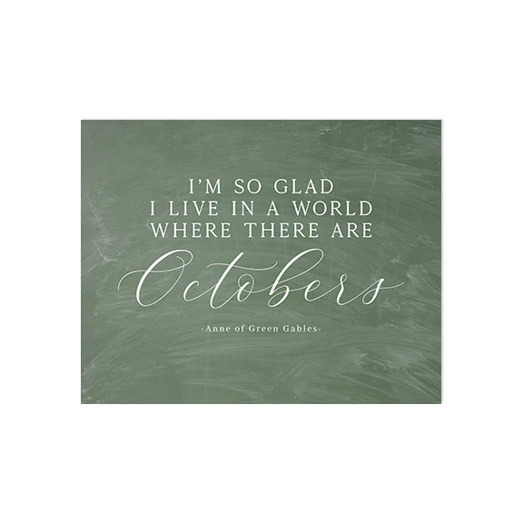 Octobers Green Chalkboard Art Print - Image 2