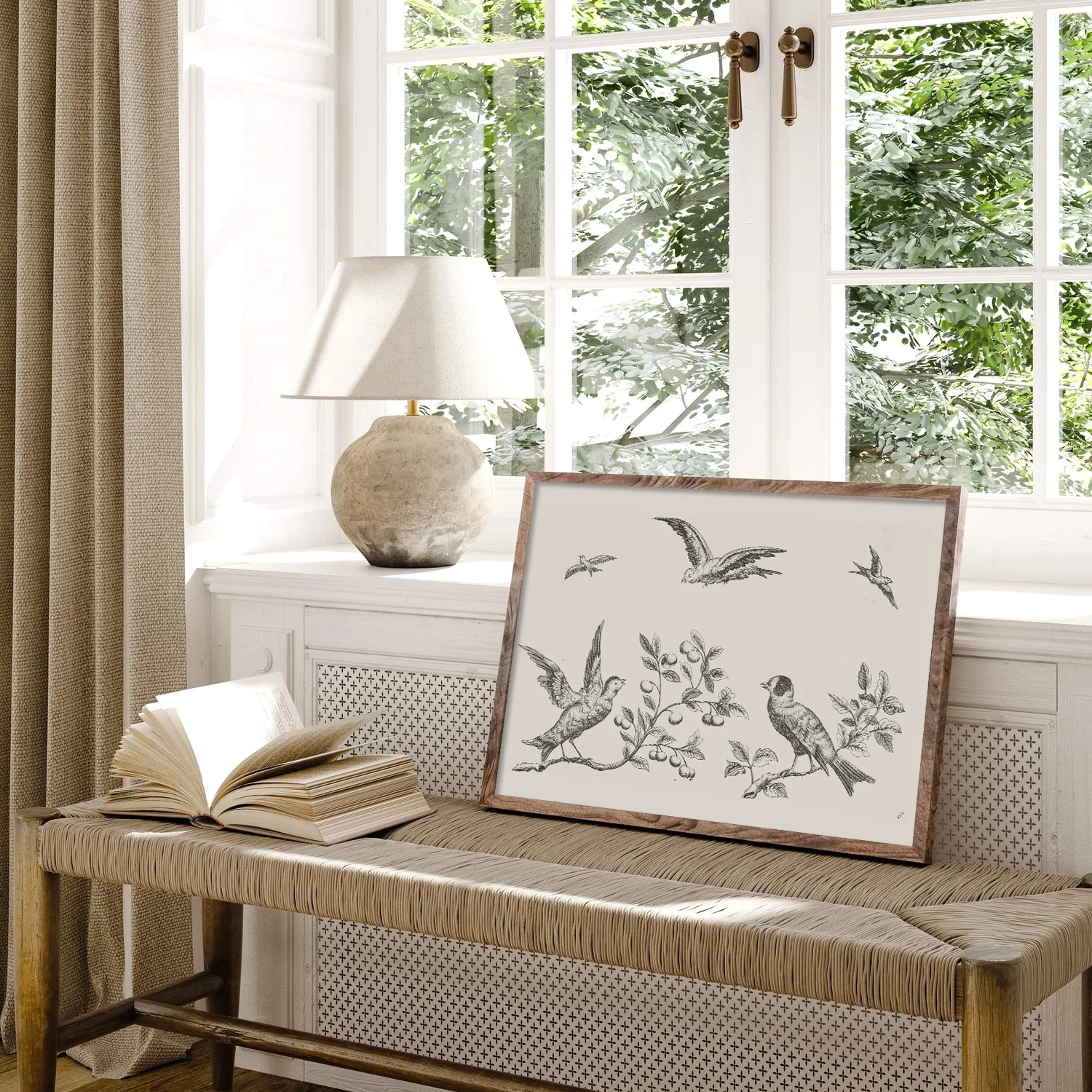 Birds & Berries Vintage Art Print Sketch - Image 3