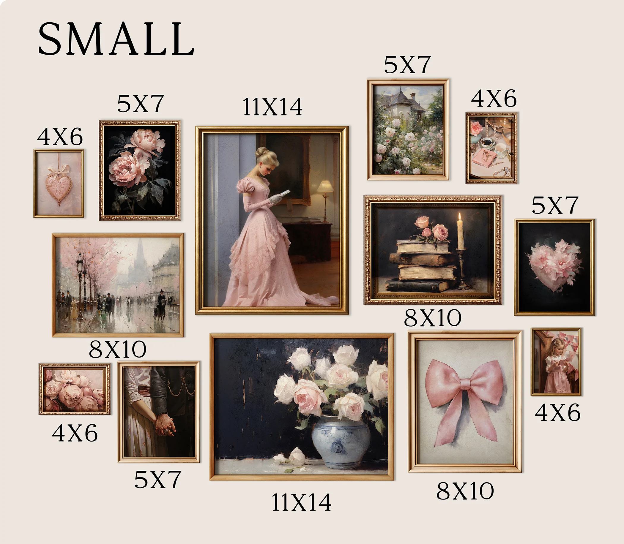 Pink Valentine's Day Victorian Gallery Wall Art Print Set - Image 3