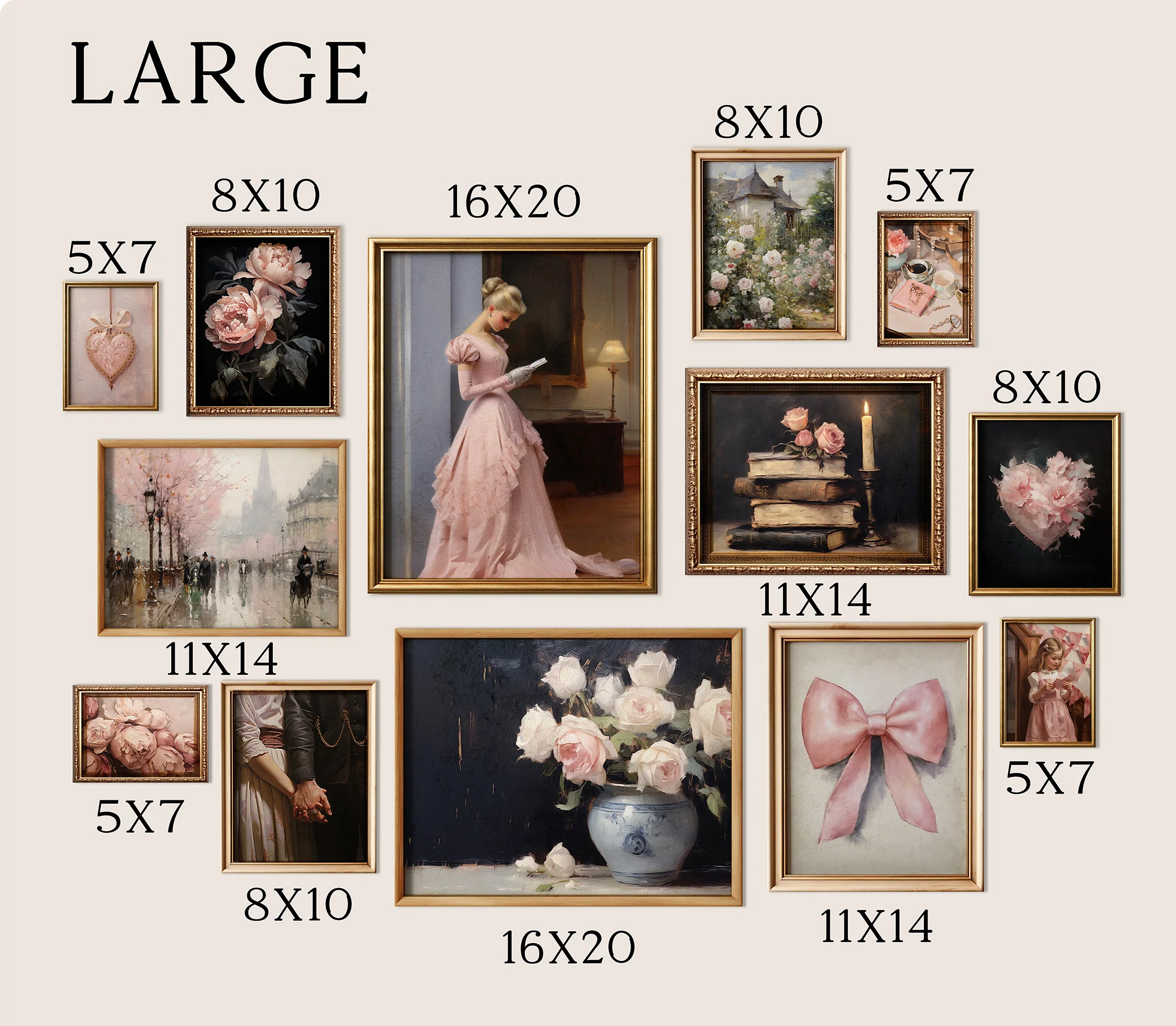 Pink Valentine's Day Victorian Gallery Wall Art Print Set - Image 4