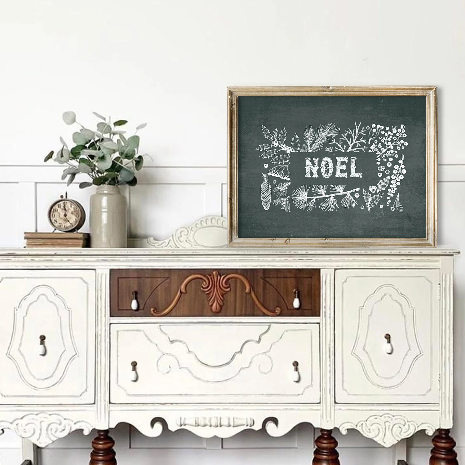 Green Chalkboard Noel Christmas Art Print
