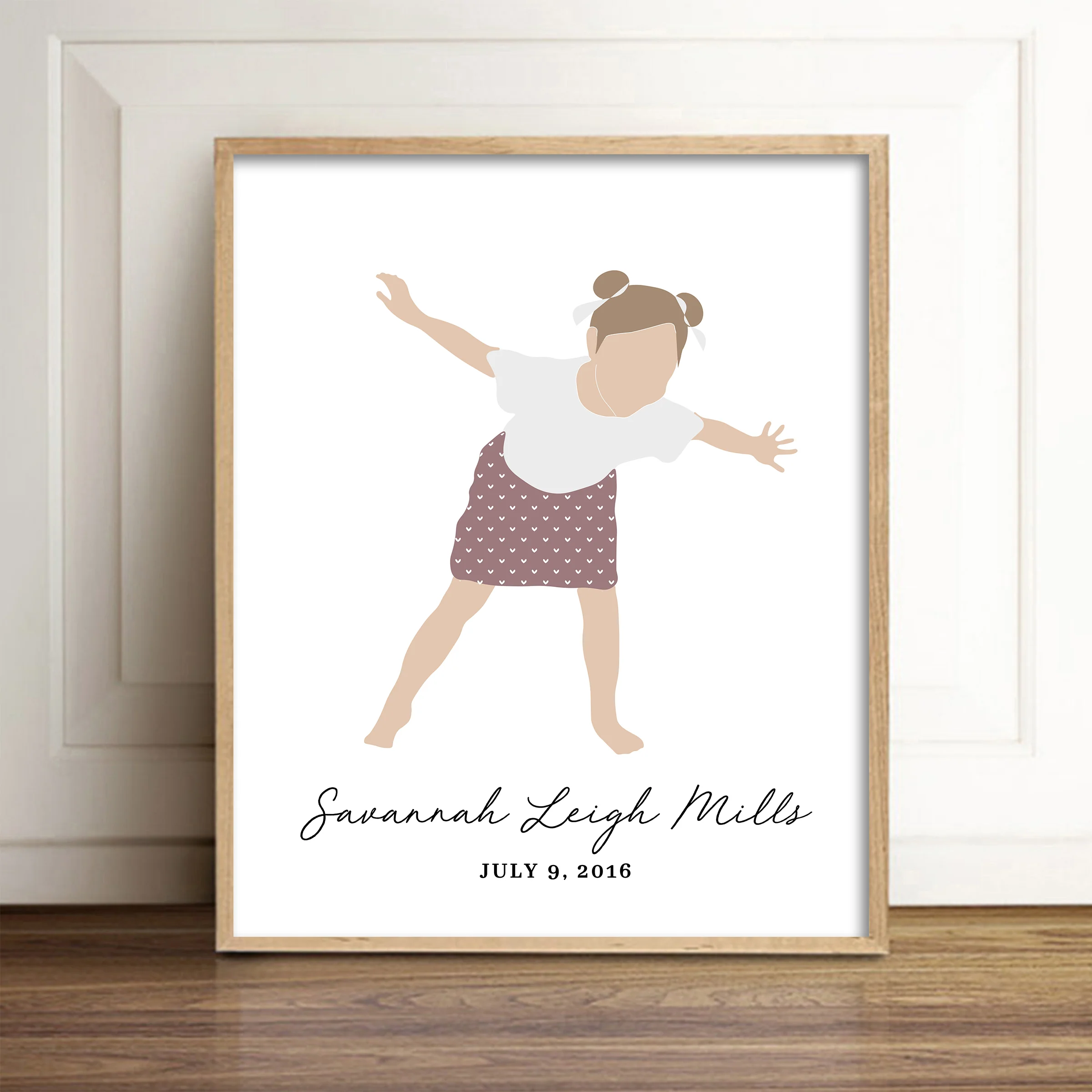 Custom Child Girl Art Print - Jade