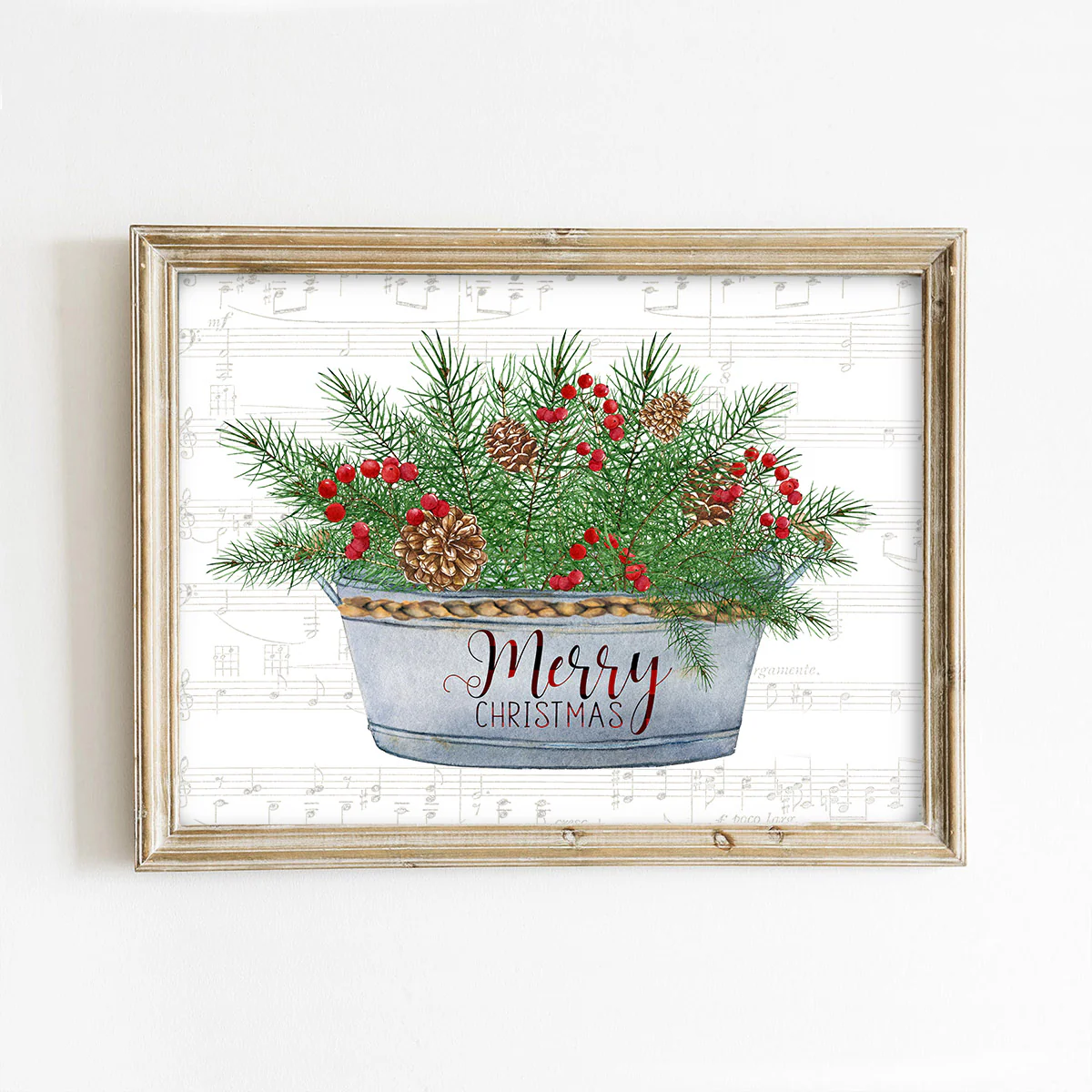 Tin Basin Merry Christmas Art Print