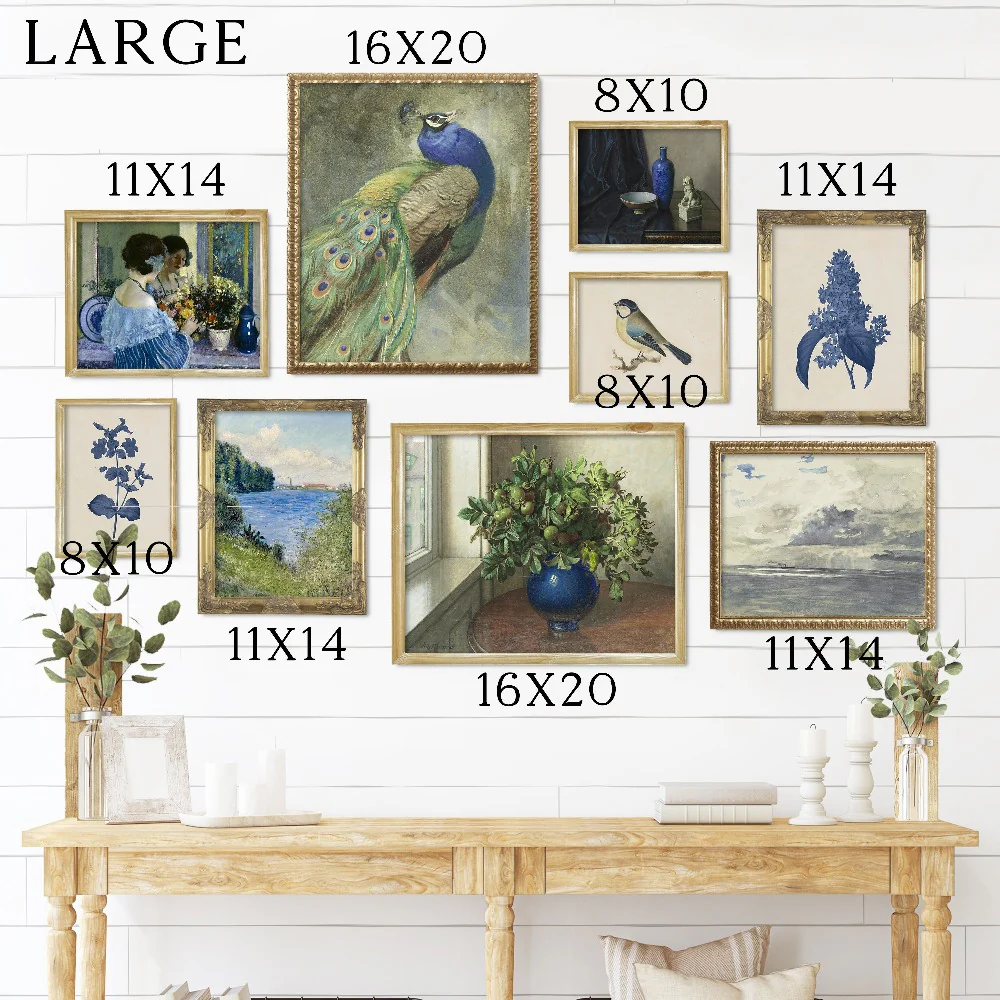 Antique Blue Vintage Gallery Wall Art Print Set - Image 3