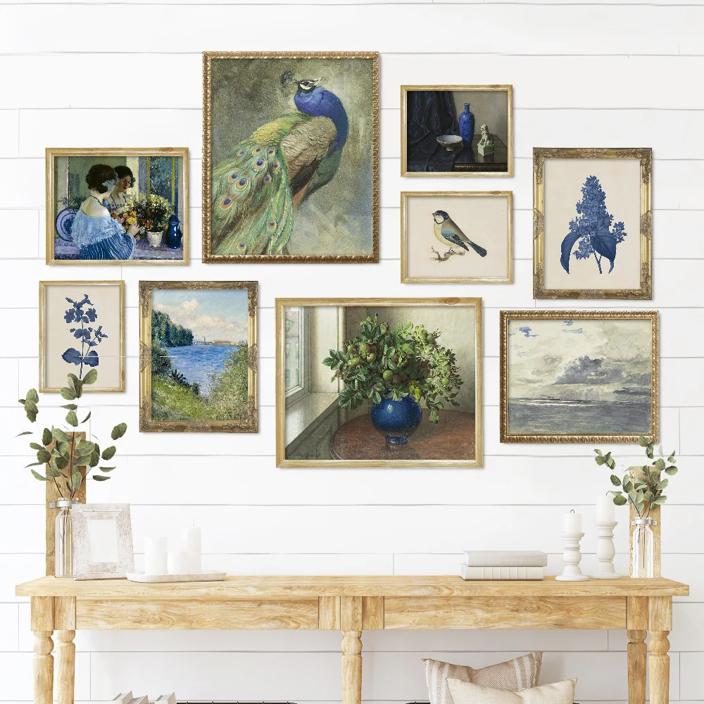 Antique Blue Vintage Gallery Wall Art Print Set - Image 5