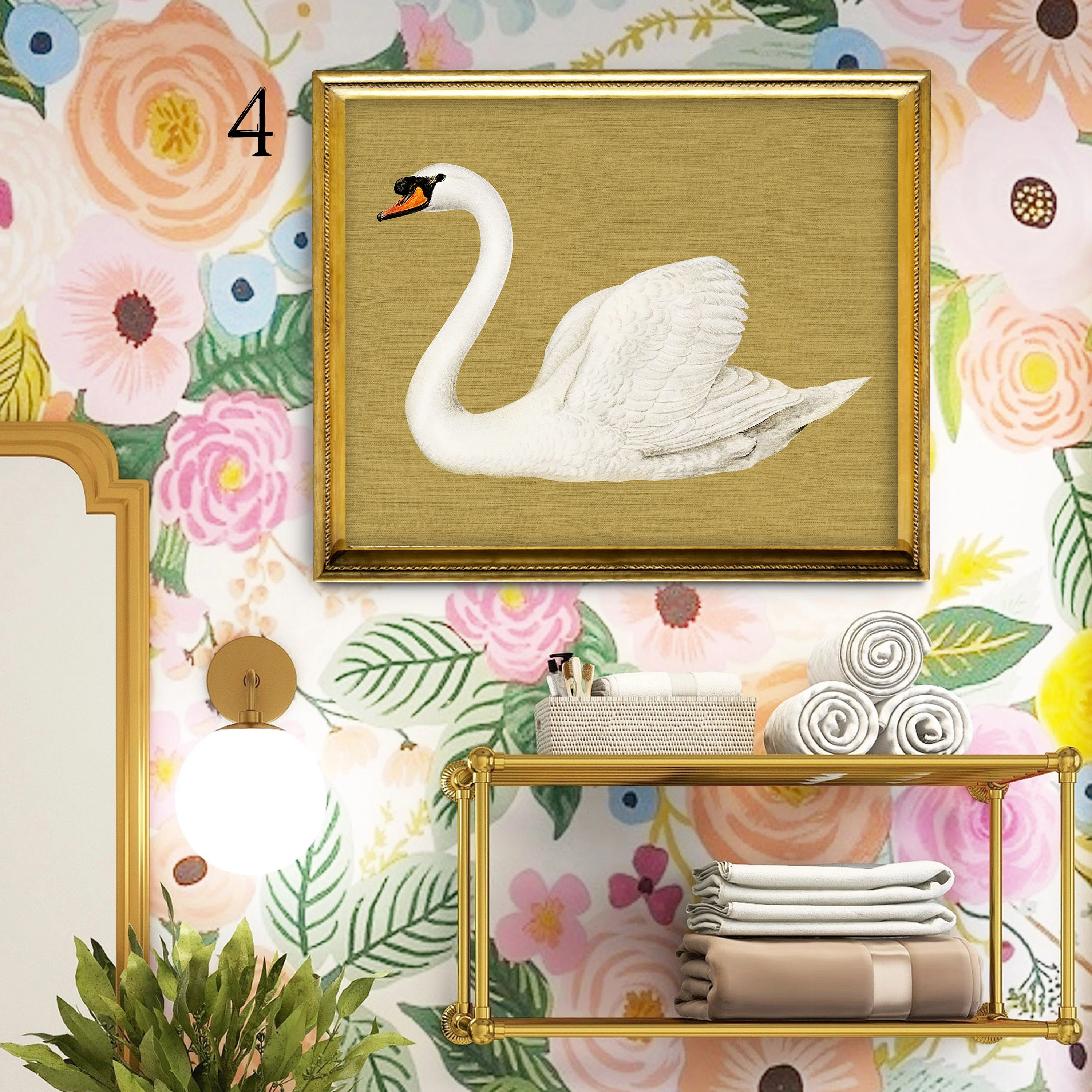 Swan on Yellow Art Print