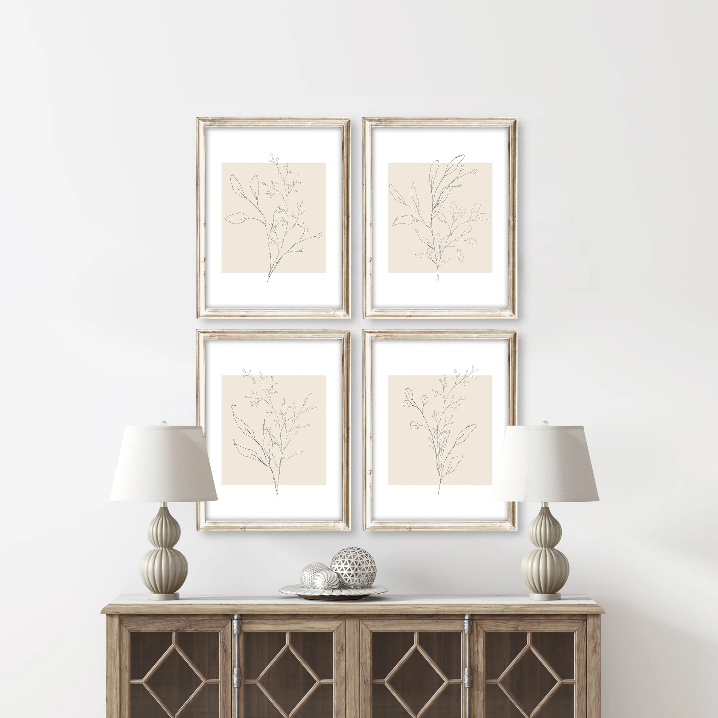 Line Art Leaves Set of 4