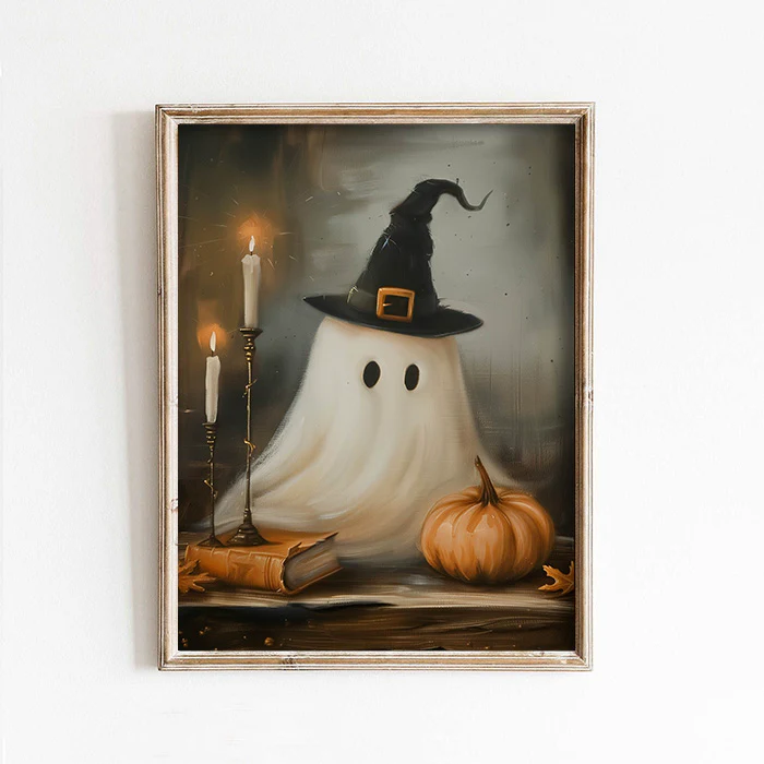 Ghost With Witch Hat Art Print