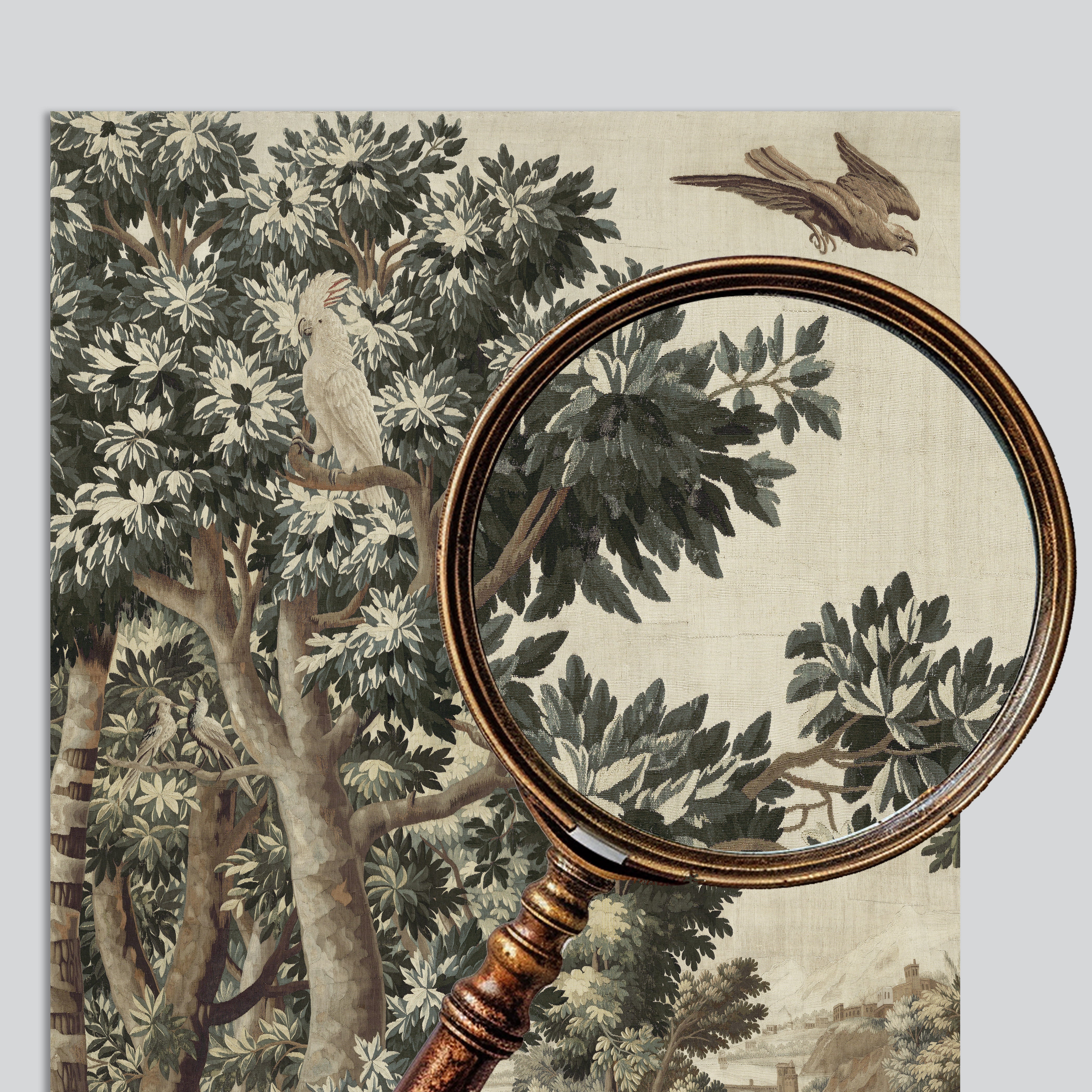 Green Tapestry Trees Set of Three Art Prints - Image 3