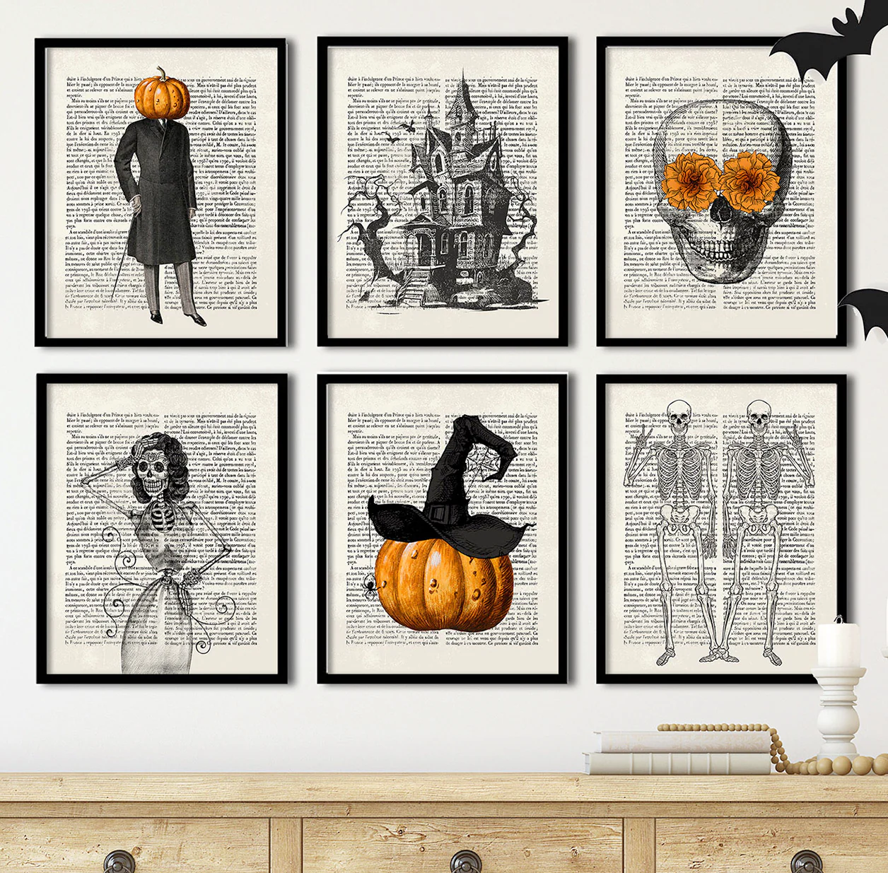 Halloween Vintage Newspaper Set of 6 Art Prints - Image 2