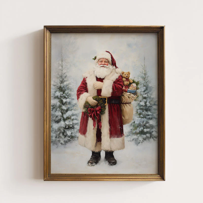 Happy Santa In The Snow Art Print