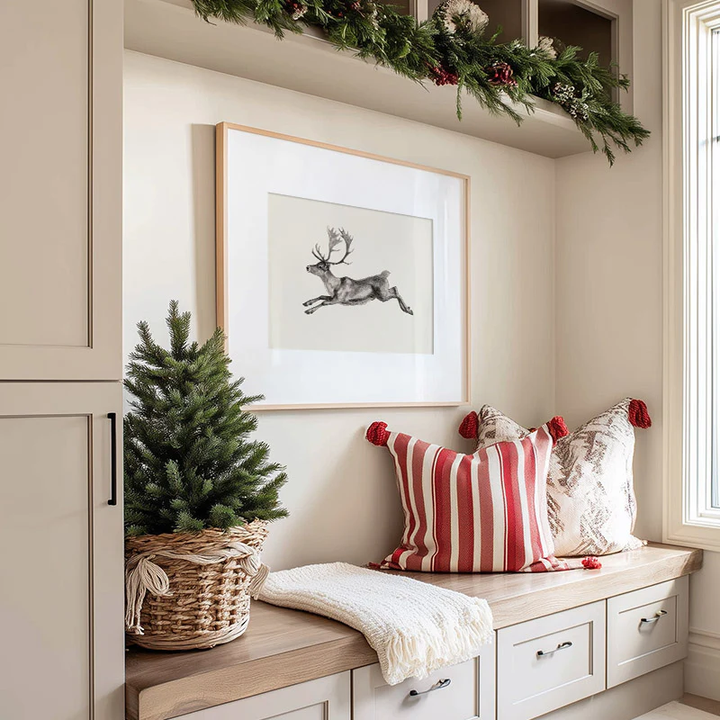 Leaping Reindeer Sketch Art Print - Image 2