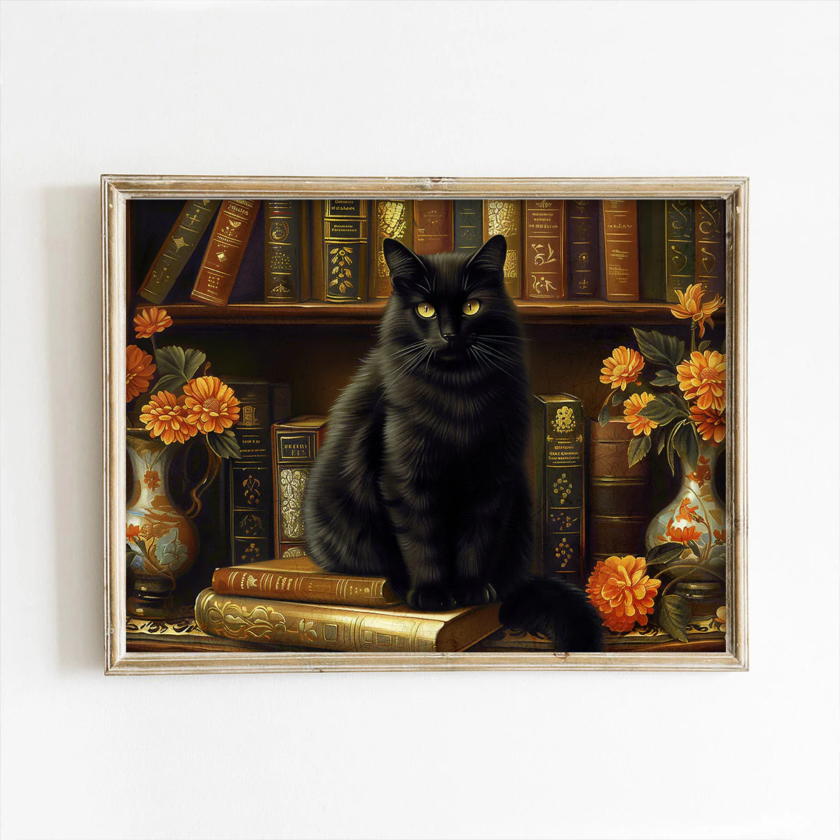 Library Black Cat Halloween Art Print