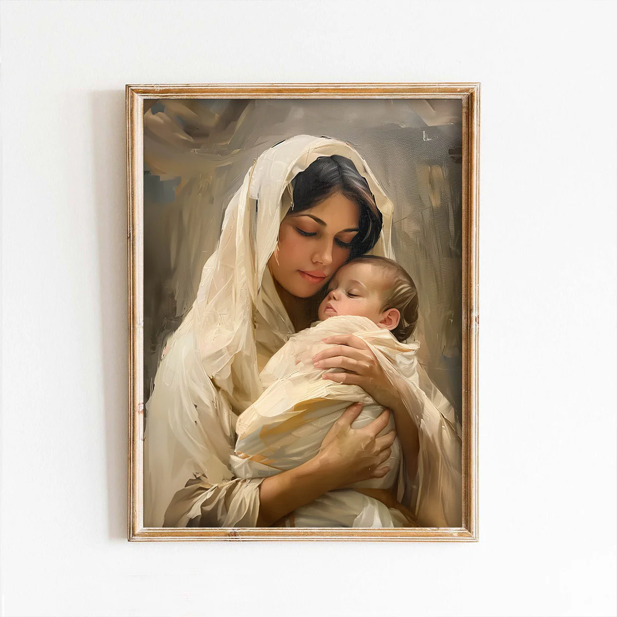 Mary Holding Baby Jesus Christmas Art Print