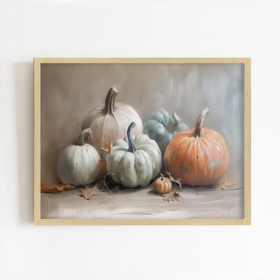 Minimalist Pumpkins Still Life Art Print