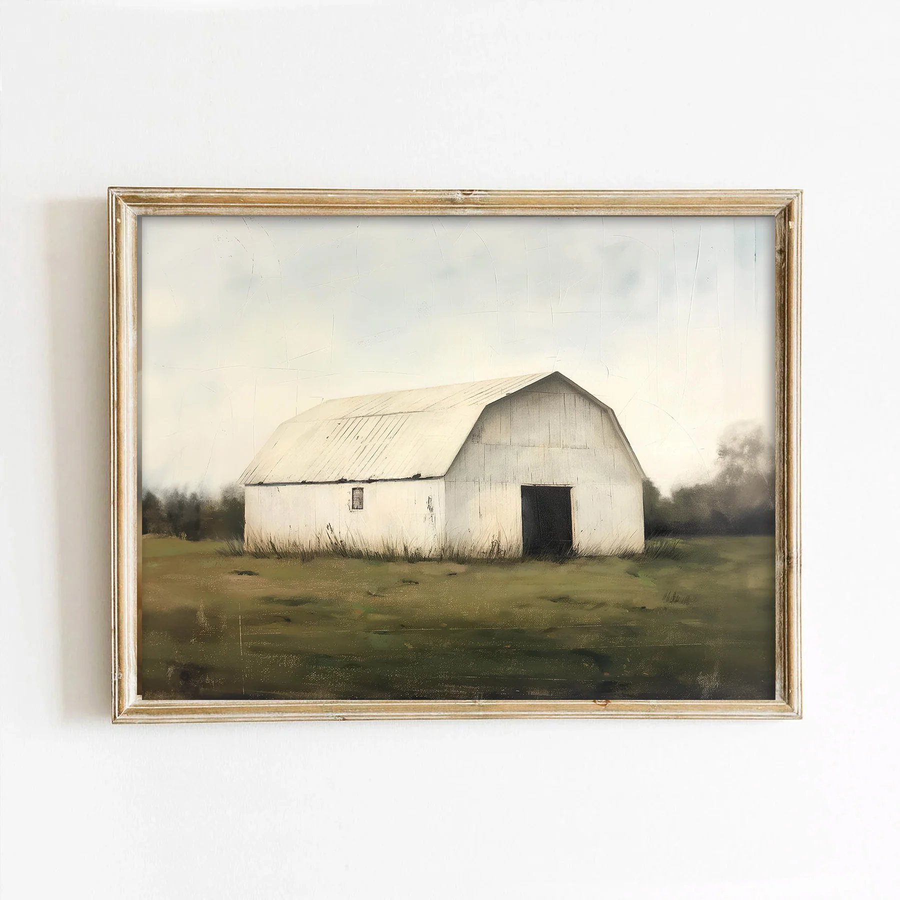 Minimalist White Barn Art Print