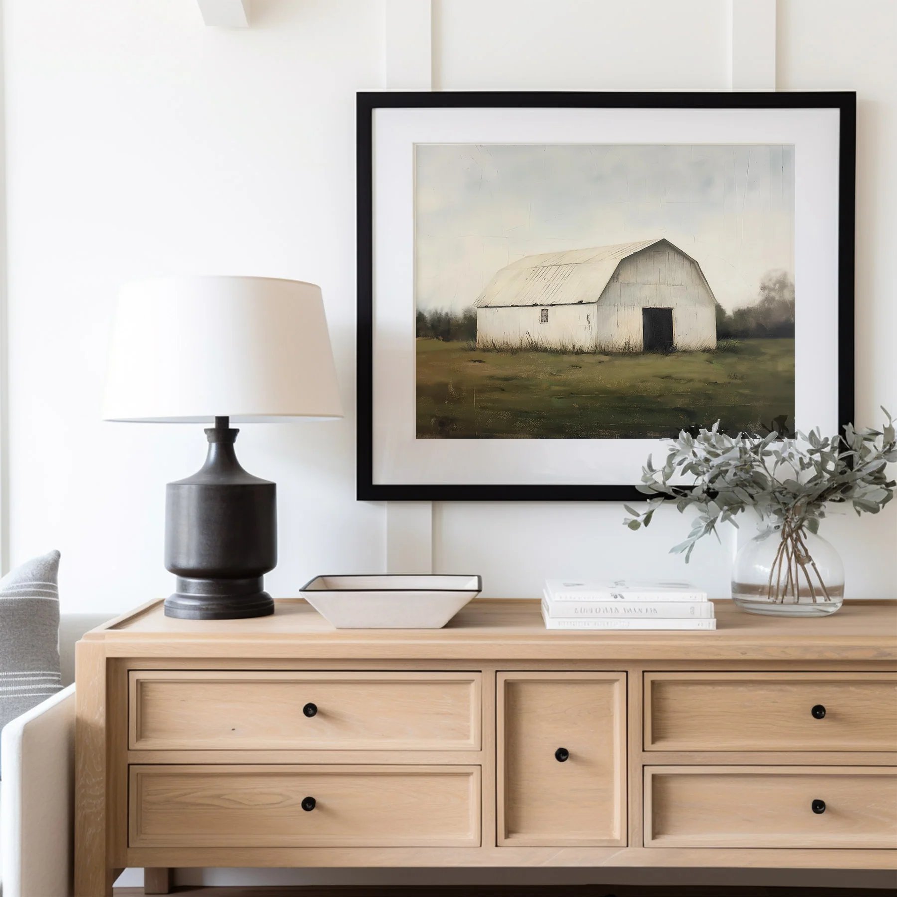 Minimalist White Barn Art Print - Image 2