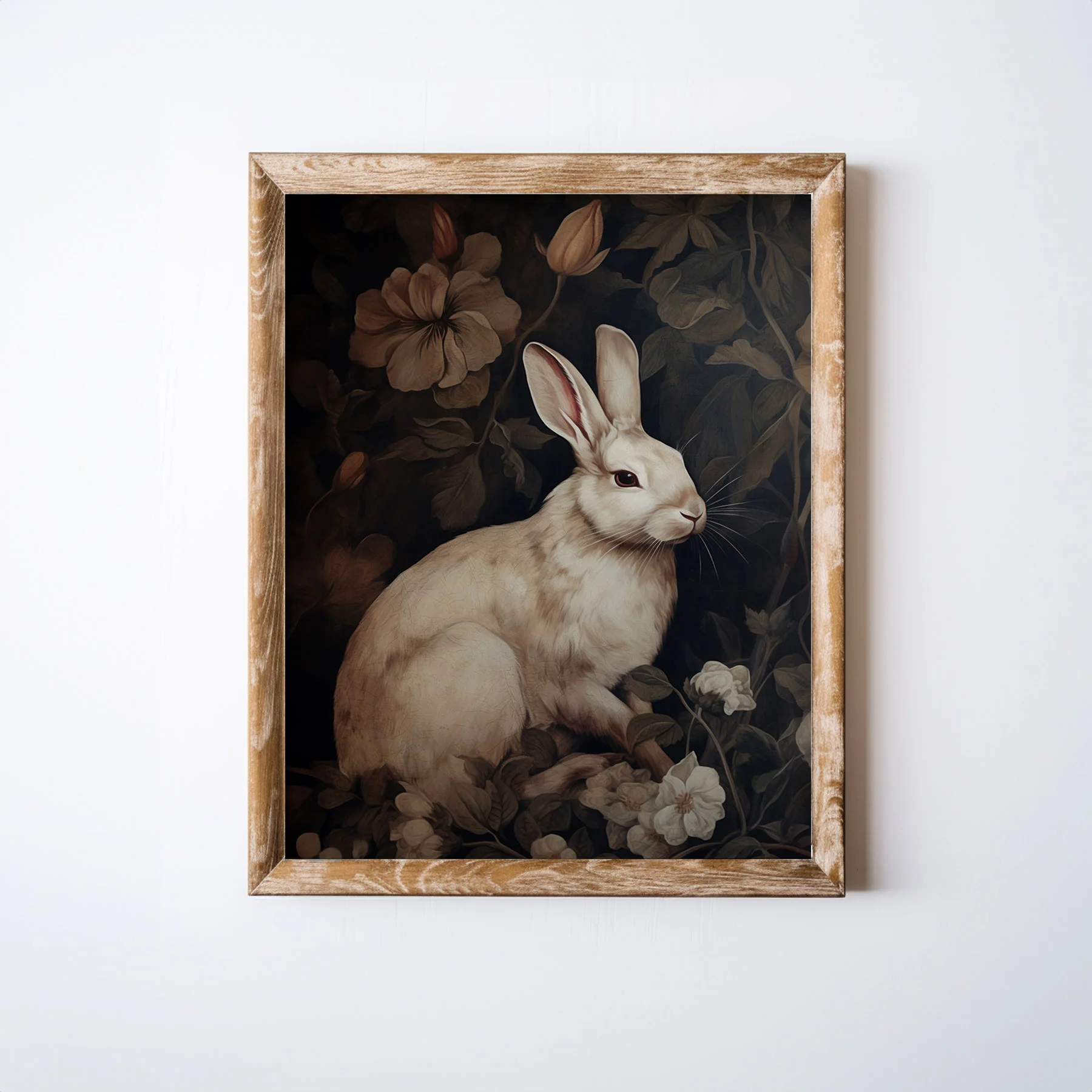 Moody Victorian Bunny on Dark Background Art Print - Image 2