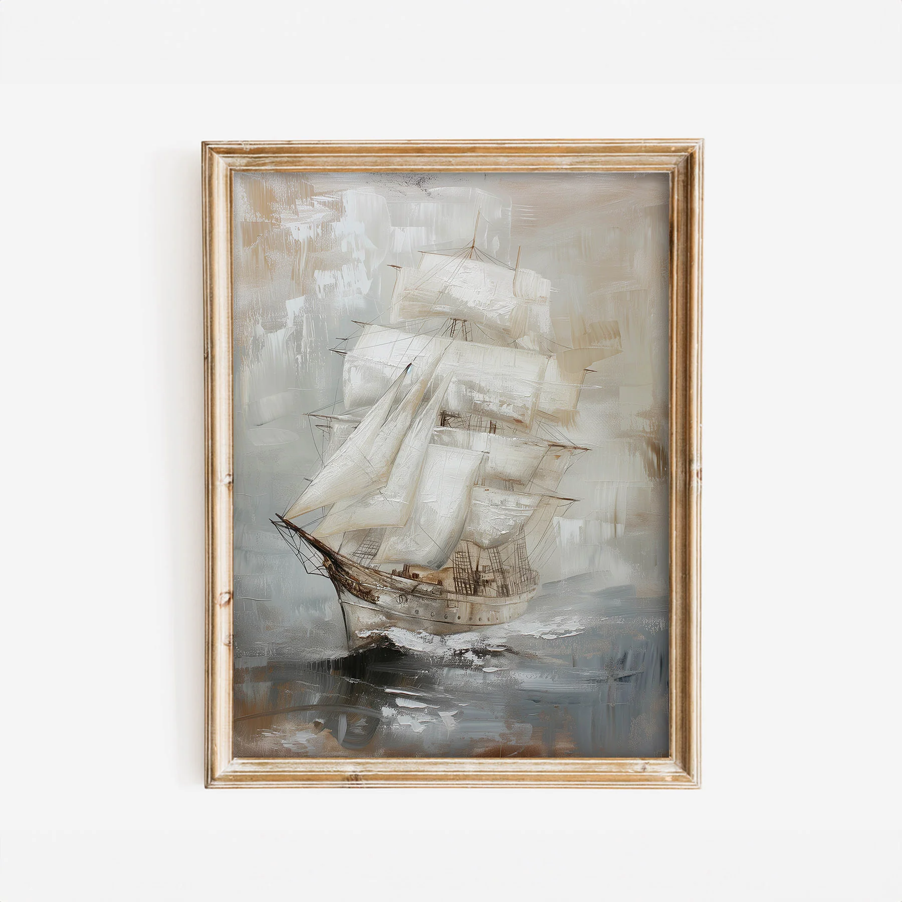 Muted Brushed Ship Art Print