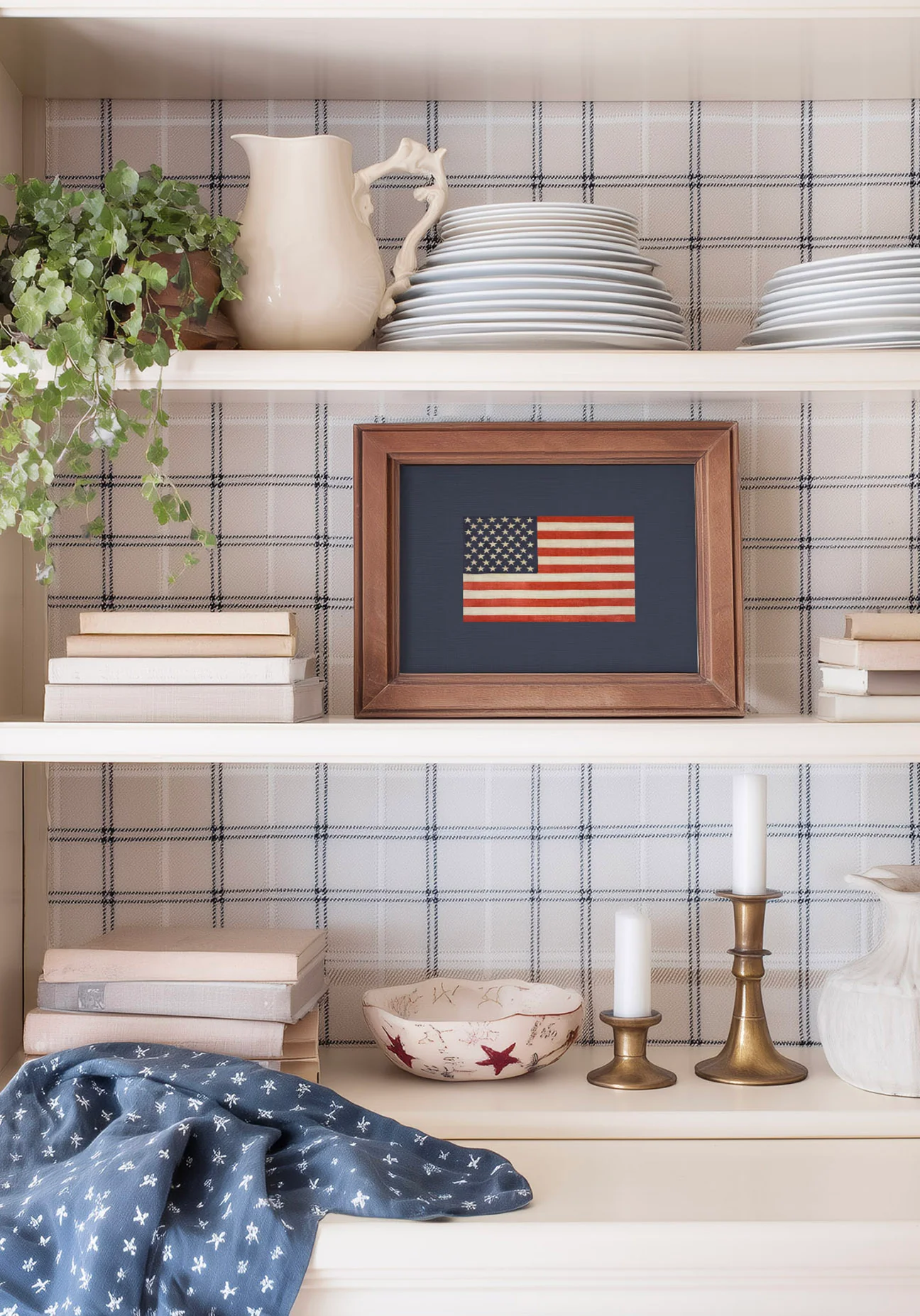 Navy Background American Flag Art Print - Image 2