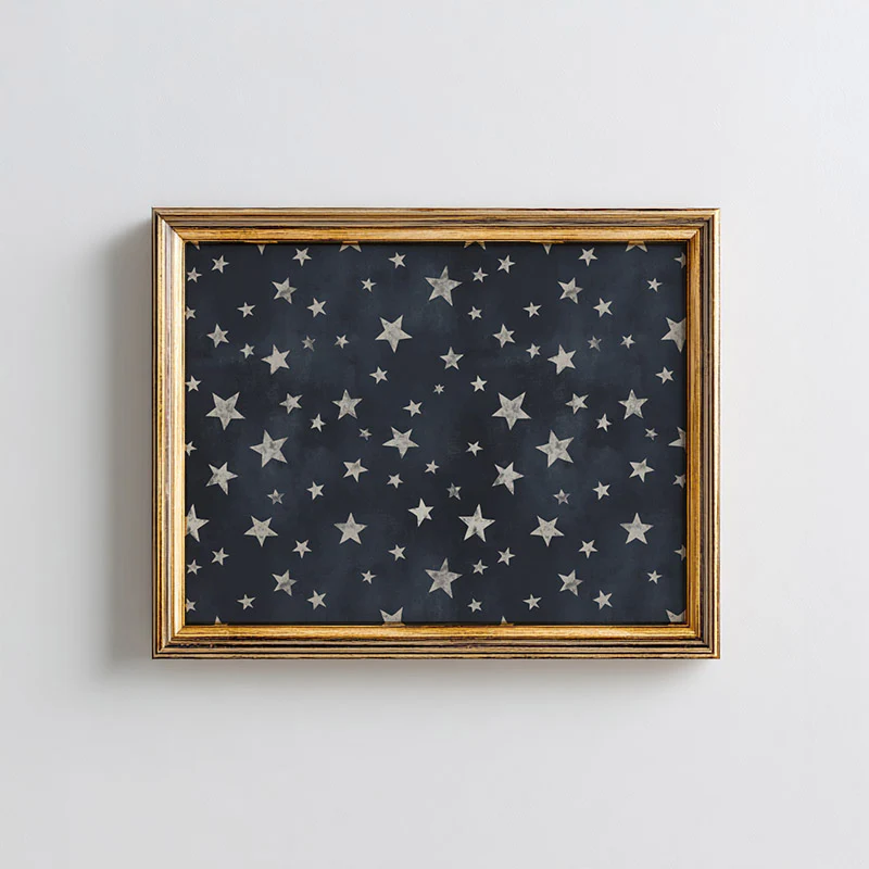 Navy Starry Pattern Art Print