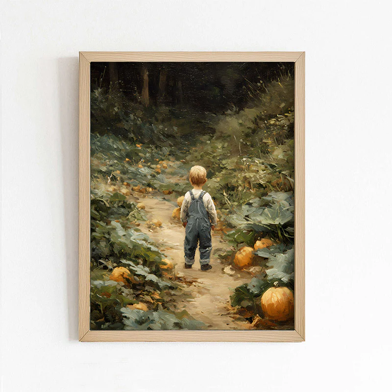 Oliver On Pumpkin Path Art Print