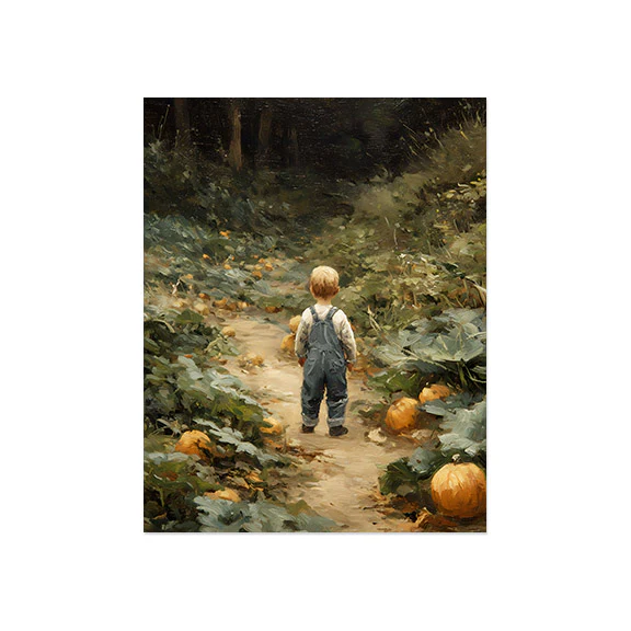 Oliver On Pumpkin Path Art Print - Image 2