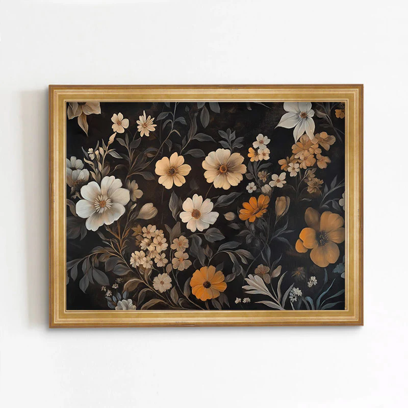 Orange Botanical Autumn Pattern Art Print
