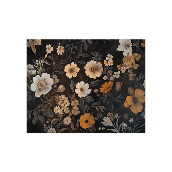 Orange Botanical Autumn Pattern Art Print - Image 2