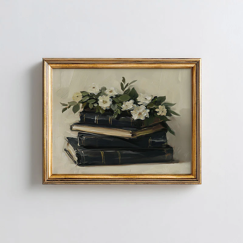 Oxford Books And Flowers Art Print