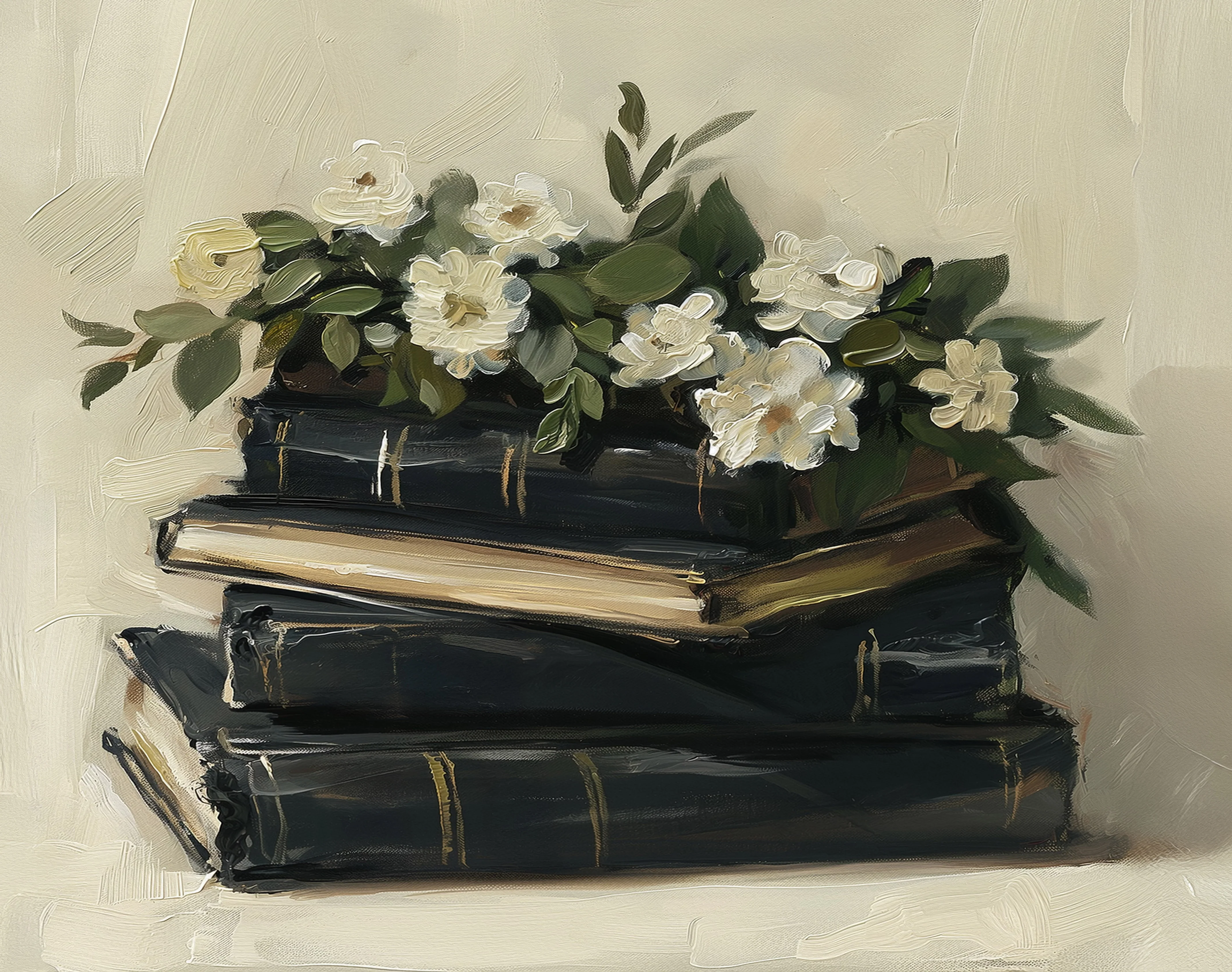 Oxford Books And Flowers Art Print - Image 2