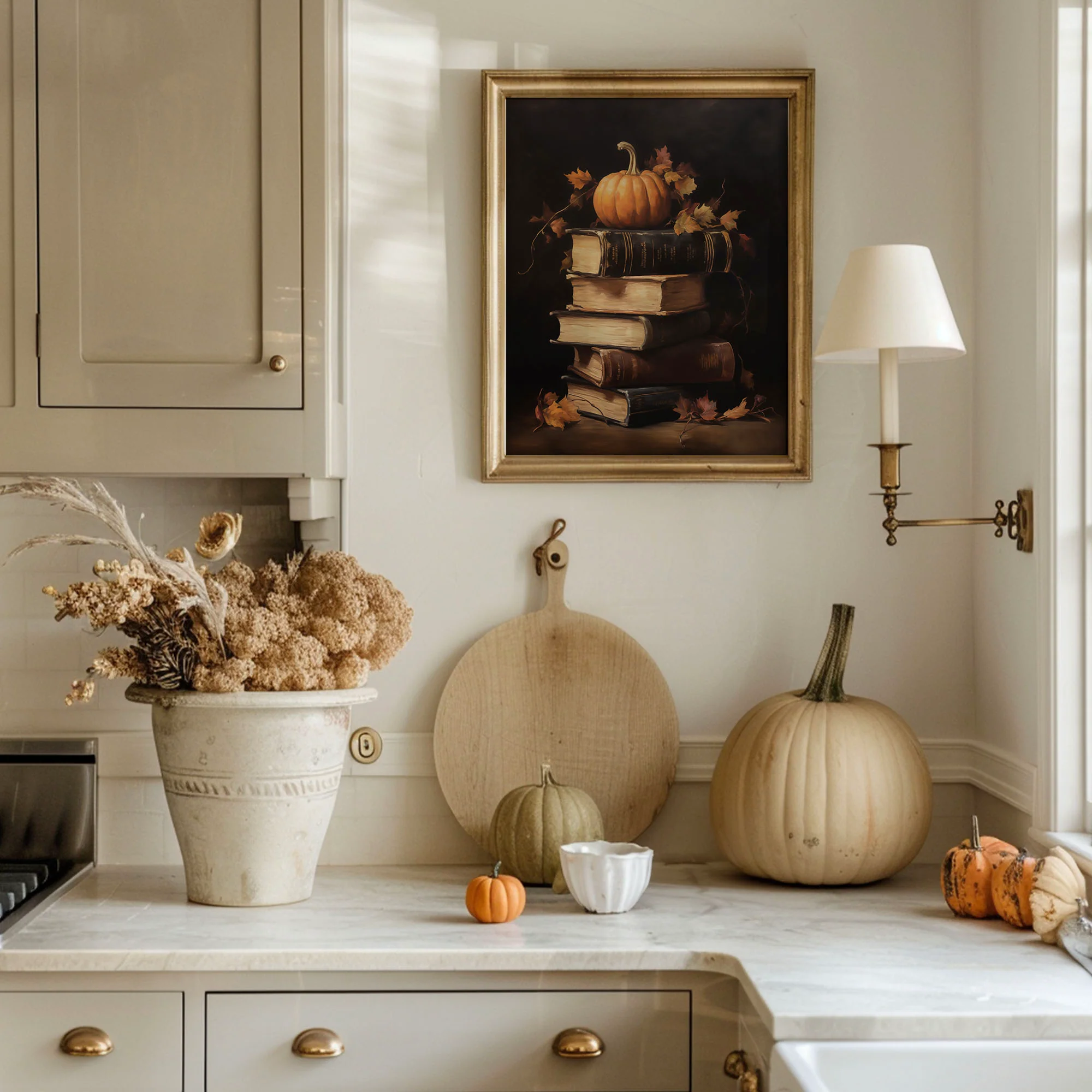 Petite Pumpkin on Books Art Print - Image 2