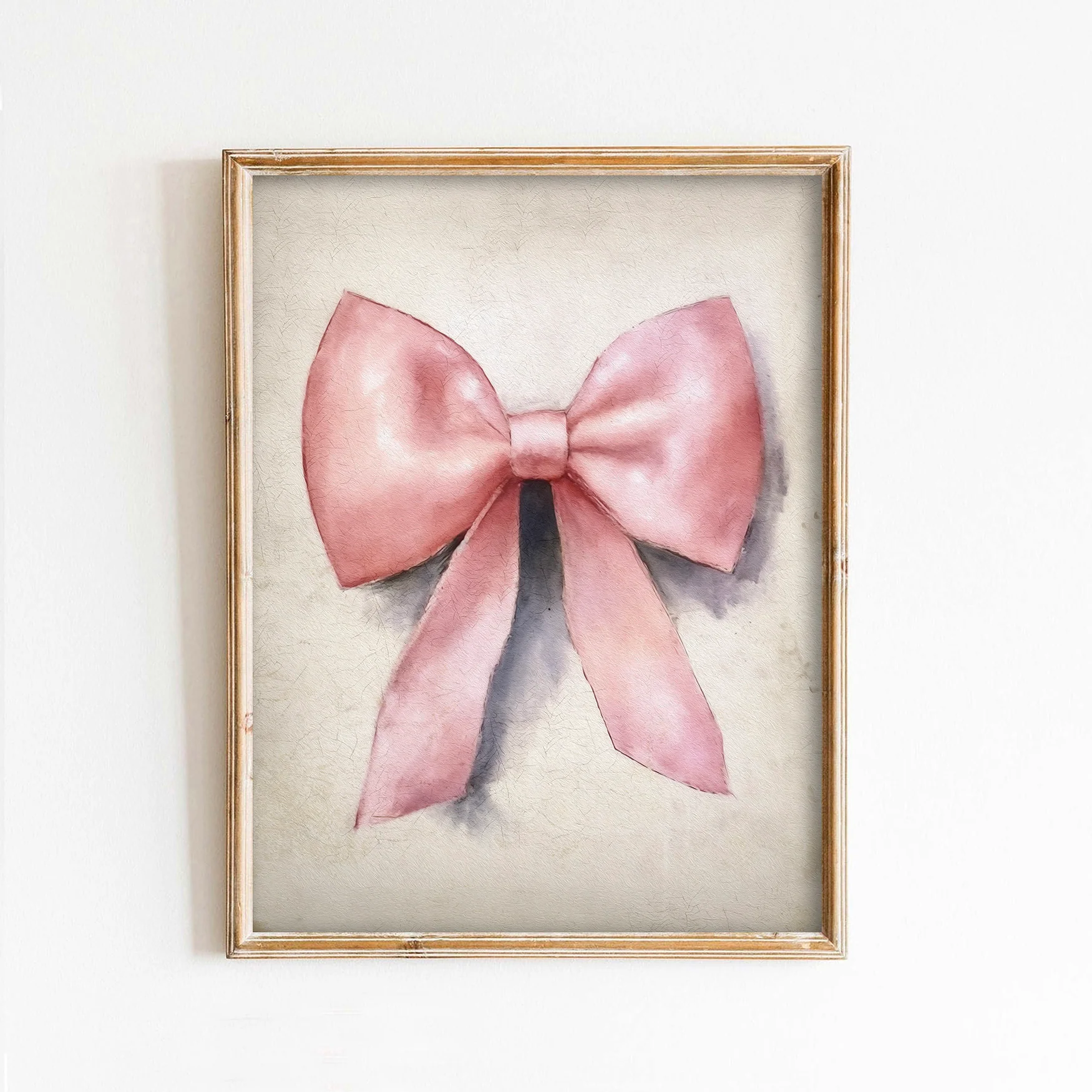 Pink Bow on Beige Valentine's Day Art Print