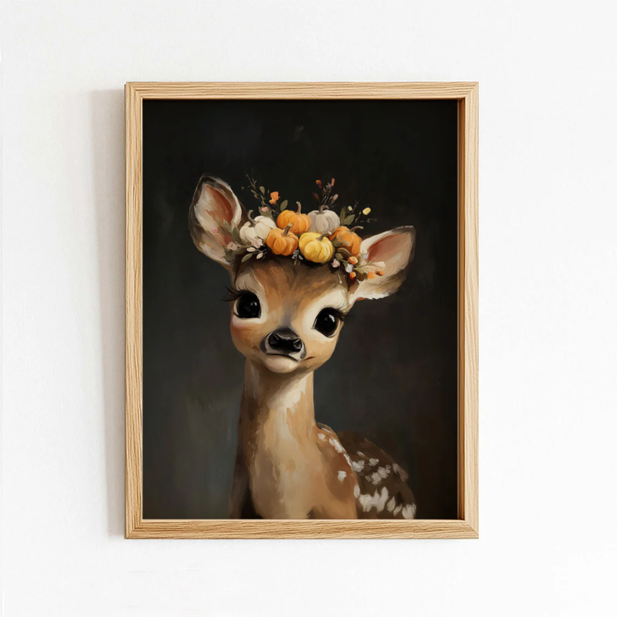 Autumn Deer With Pumpkin Crown Art Print