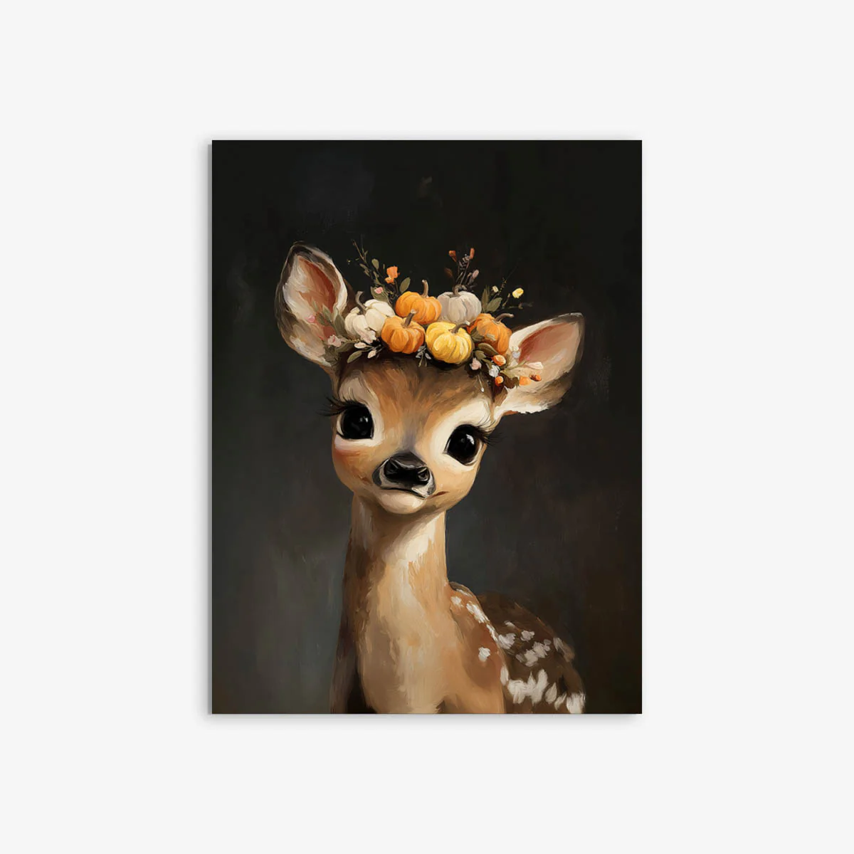 Autumn Deer With Pumpkin Crown Art Print - Image 3